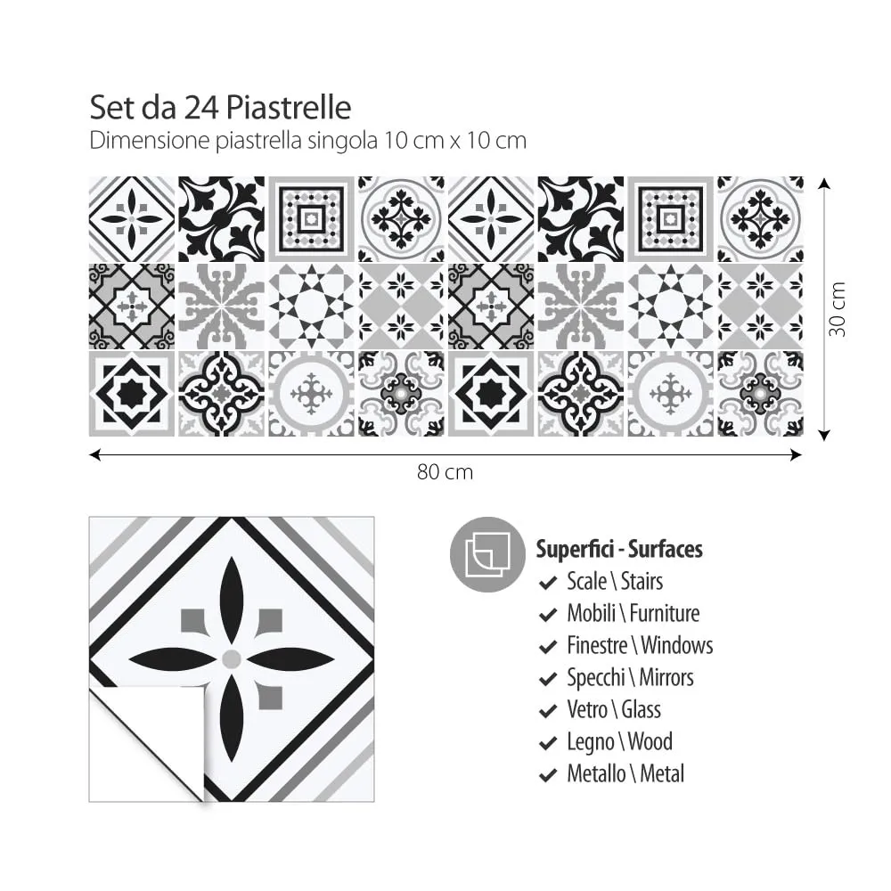 RE-COVERTILES Adesivi Piastrelle in PVC per Cucina e Bagno, 24 Pz 10x10 cm, PS00096 - immagine 3