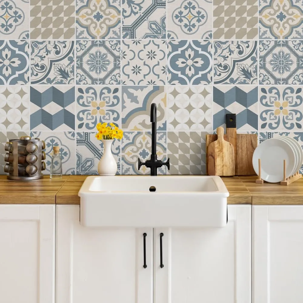 RE-COVERTILES Adesivi Piastrelle in PVC per Cucina e Bagno, 24 Pz 10x10 cm, PS00086 - immagine 3