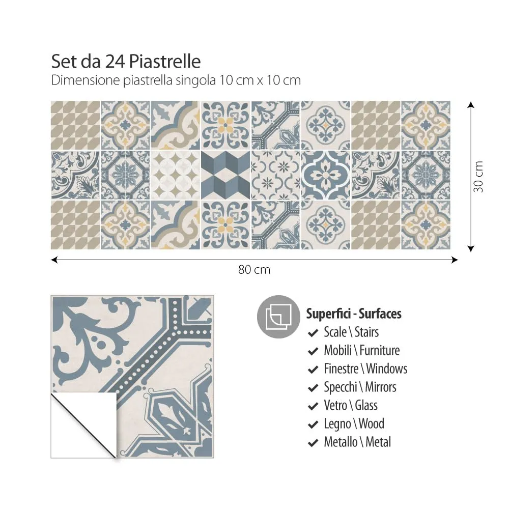 RE-COVERTILES Adesivi Piastrelle in PVC per Cucina e Bagno, 24 Pz 10x10 cm, PS00086 - immagine 5