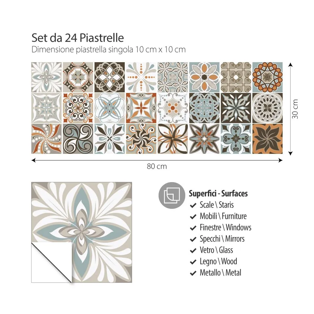 RE-COVERTILES Adesivi Piastrelle in PVC per Cucina e Bagno, 24 Pz 10x10 cm, PS00009 - immagine 3