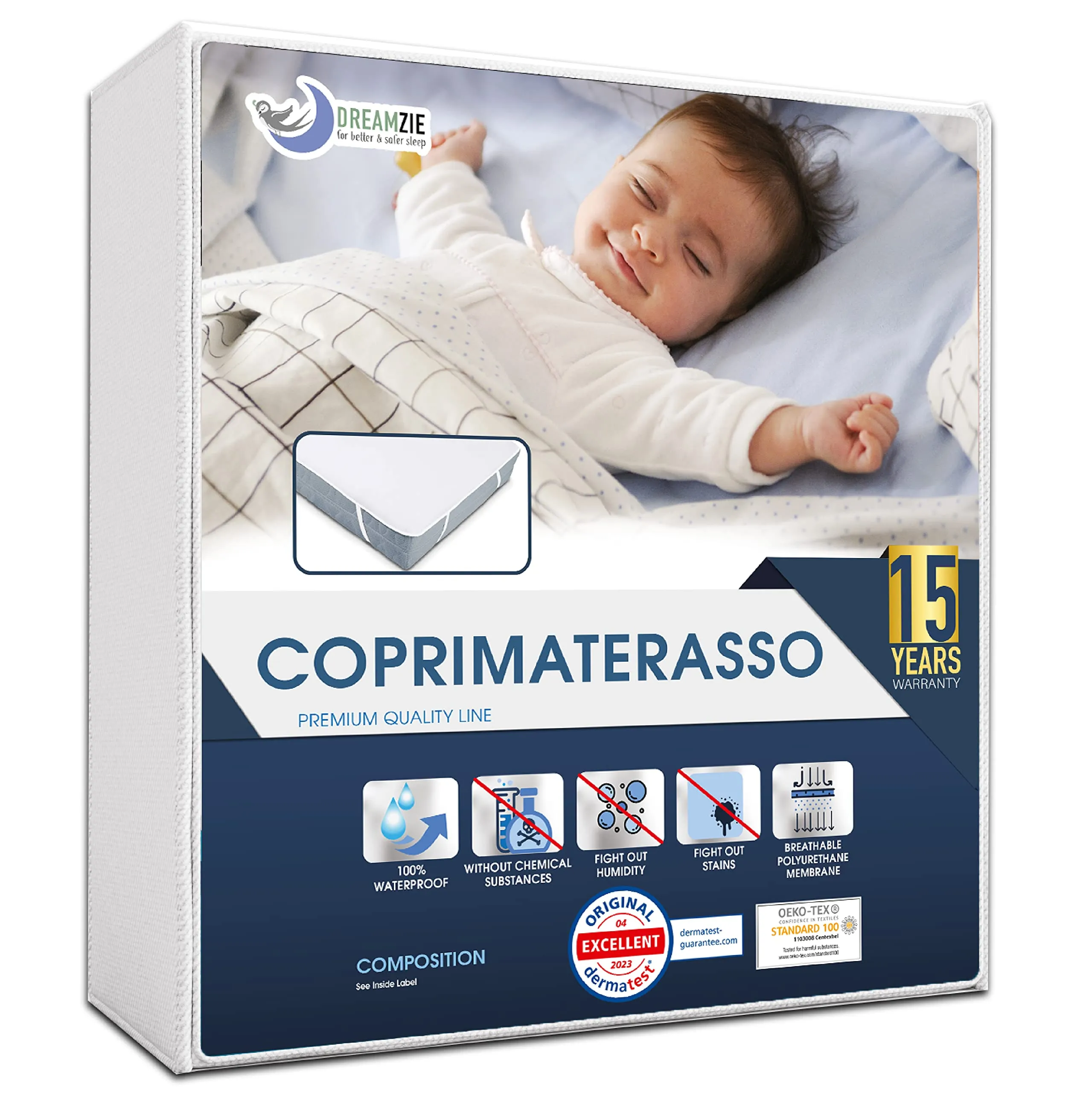 Dreamzie Coprimaterasso Lettino Impermeabile, 70x140cm, Cotone - immagine 1