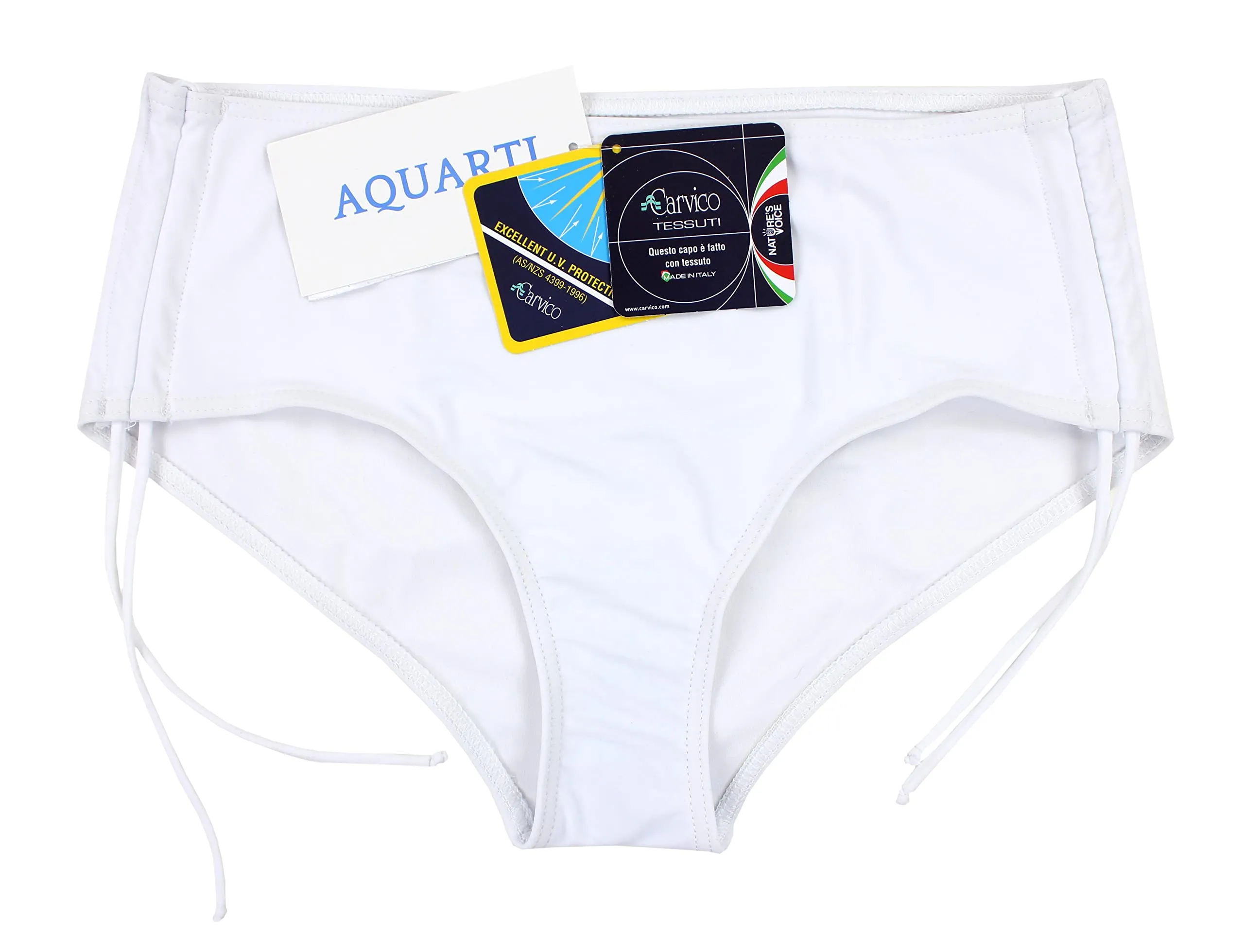 Aquarti Slip Costume Donna con Laccetti, Bianco, 50 - immagine 3