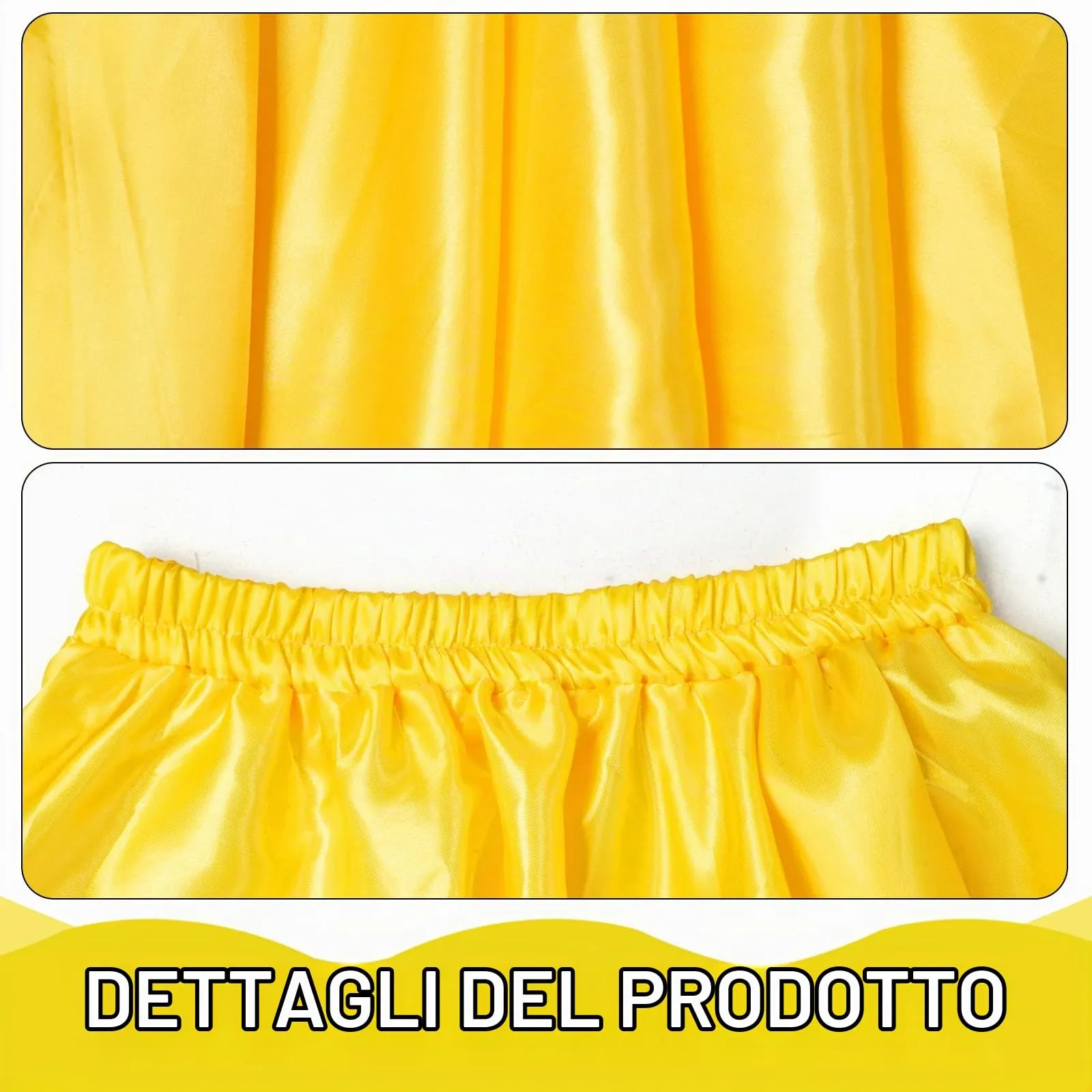 Baisdan Gonna in Raso per Danza del Ventre, Giallo, Taglia Unica - immagine 3