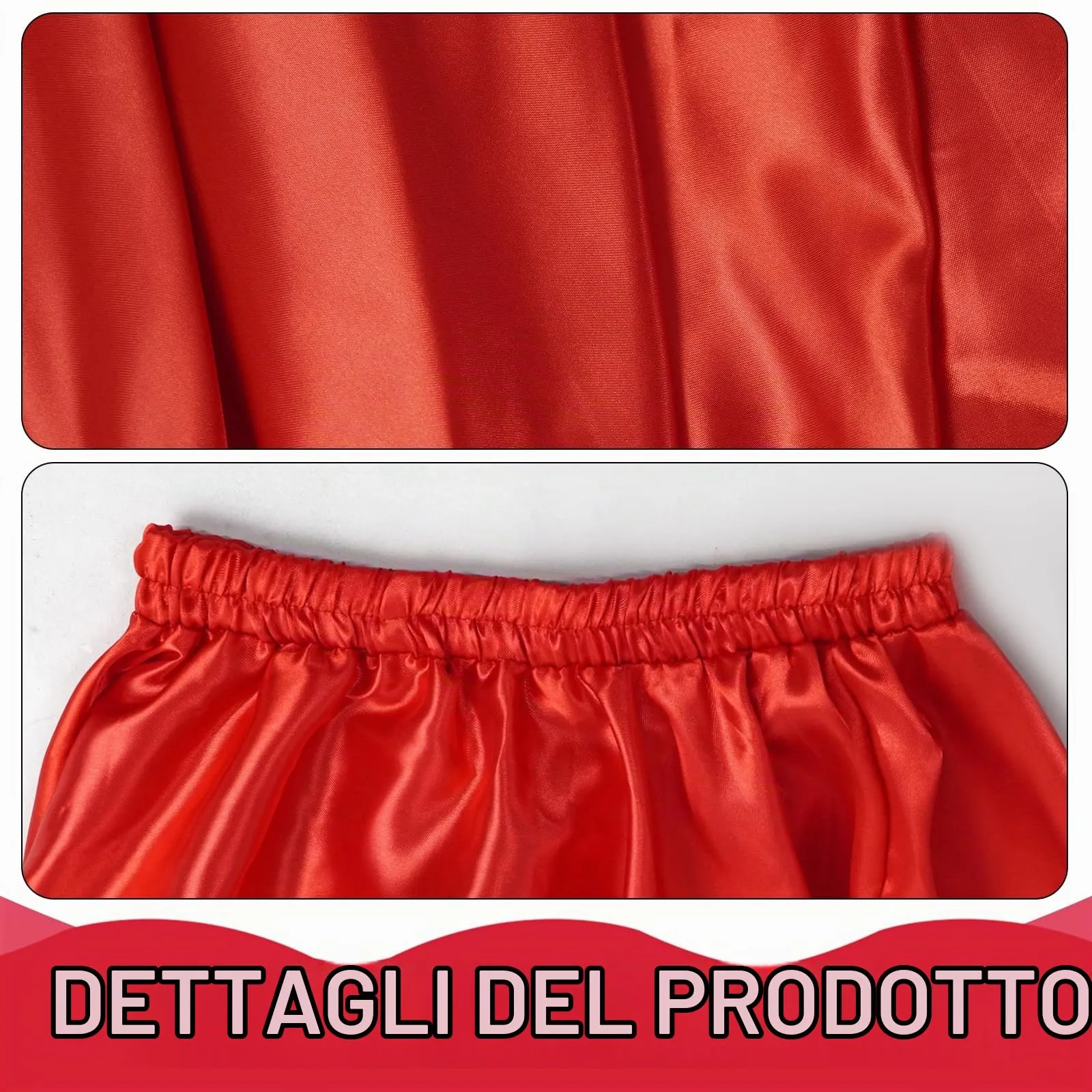 Baisdan Gonna in Raso per Danza del Ventre, Rosso, Taglia Unica - immagine 3