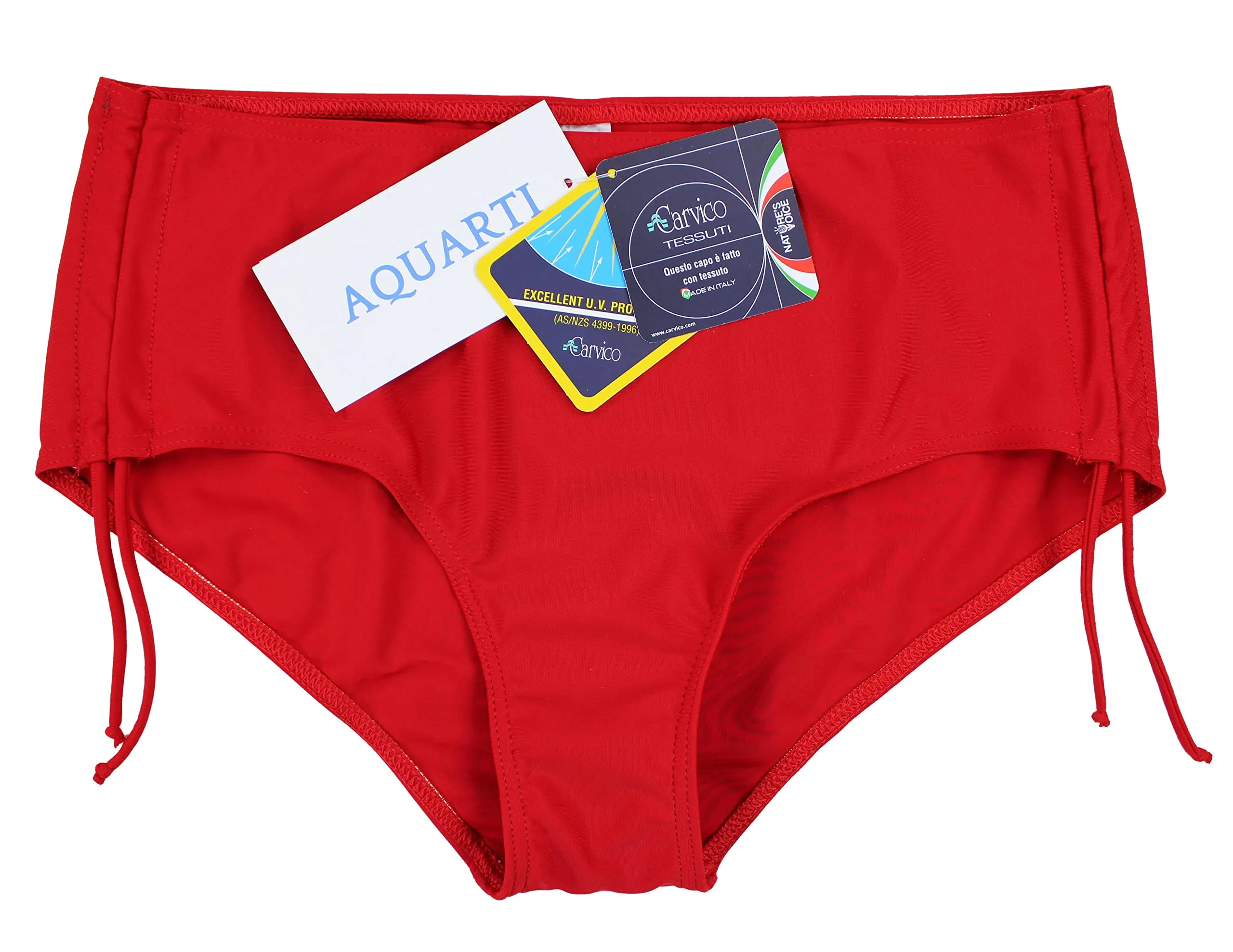 Aquarti Slip Costume Donna con Laccetti, Rosso, 50 - immagine 3