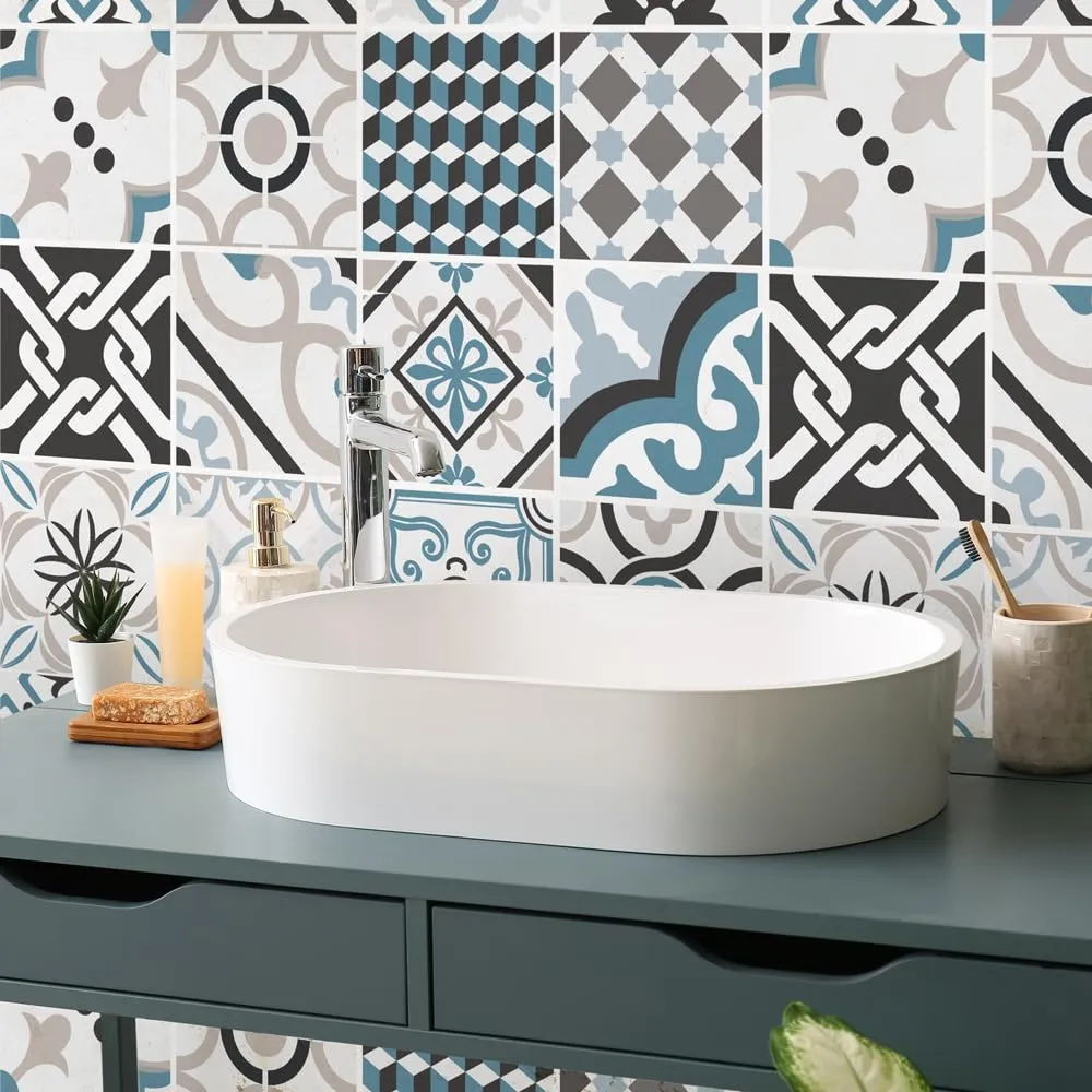 RE-COVERTILES Adesivi Piastrelle in PVC per Cucina e Bagno, 10 Pezzi 20x20 cm, PS00054 - immagine 1