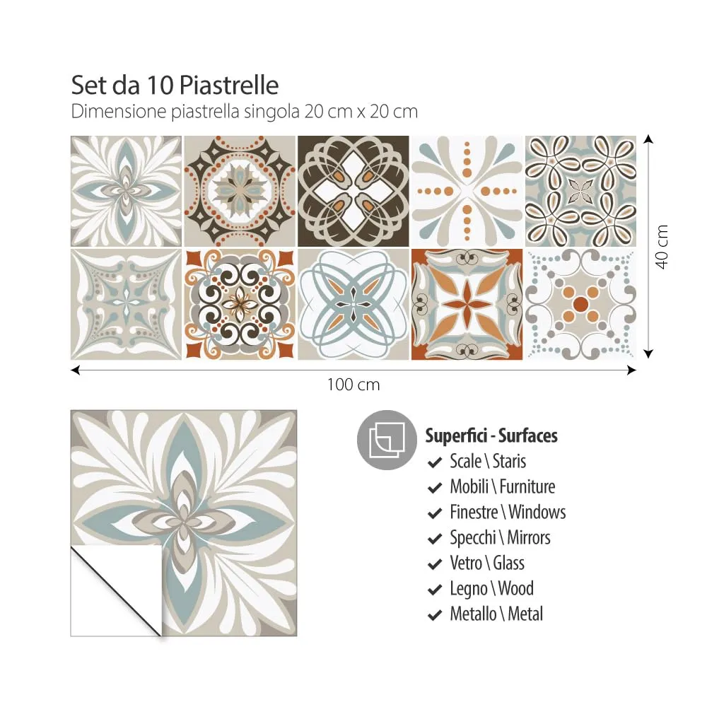 RE-COVERTILES Adesivi Piastrelle in PVC per Cucina e Bagno, 10 Pezzi 20x20 cm, PS00009 - immagine 4