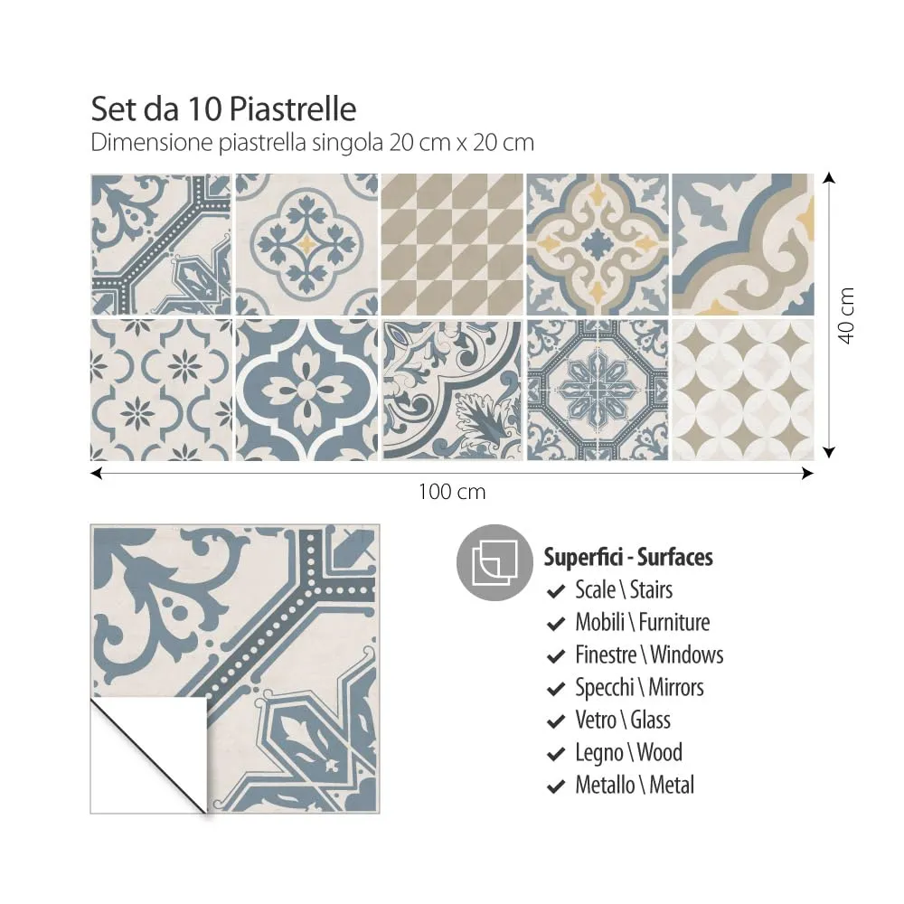 RE-COVERTILES Adesivi Piastrelle in PVC per Cucina e Bagno, 10 Pezzi 20x20 cm, PS00086 - immagine 6