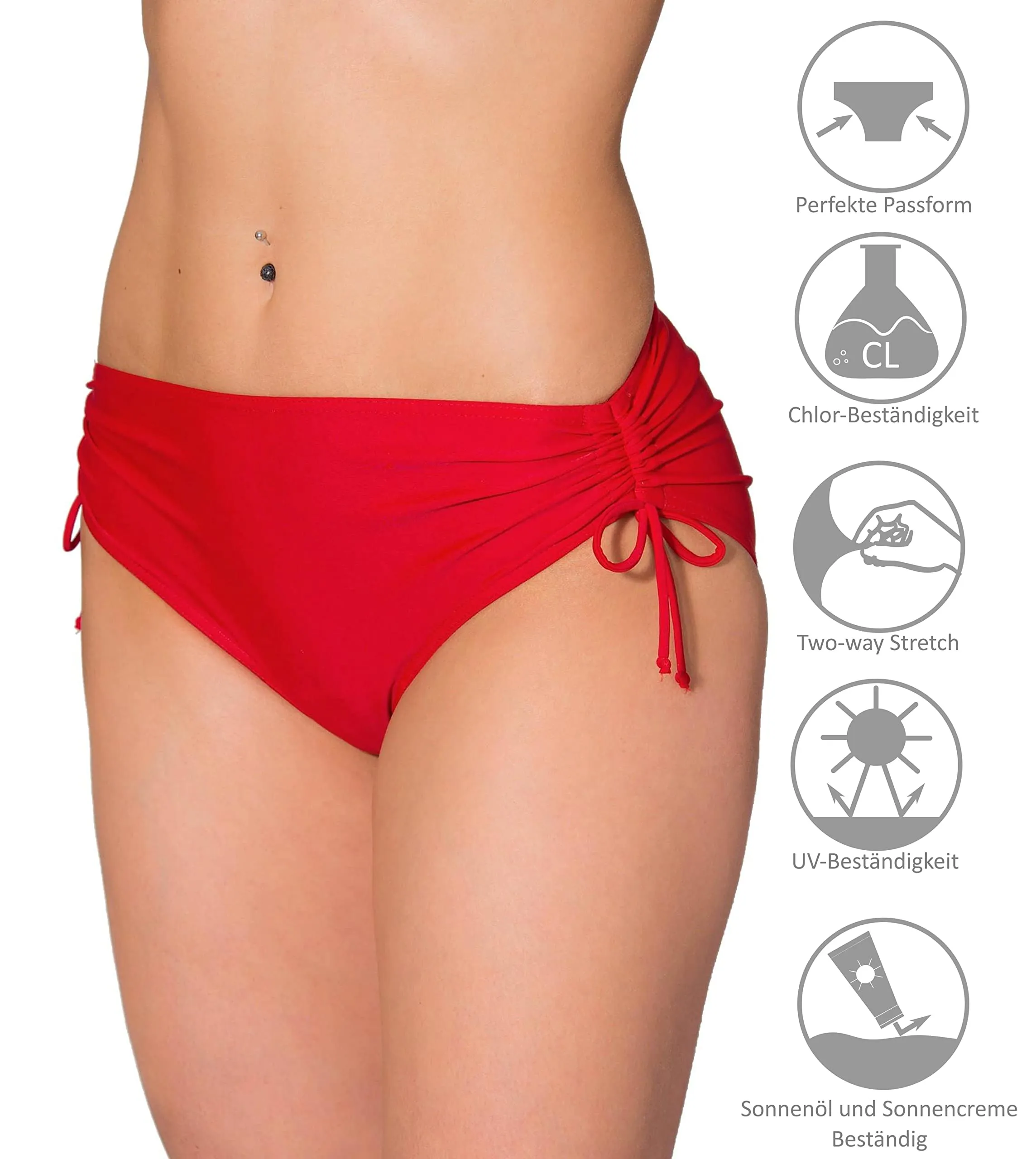 Aquarti Slip Costume Donna con Laccetti, Rosso, 42 - immagine 4