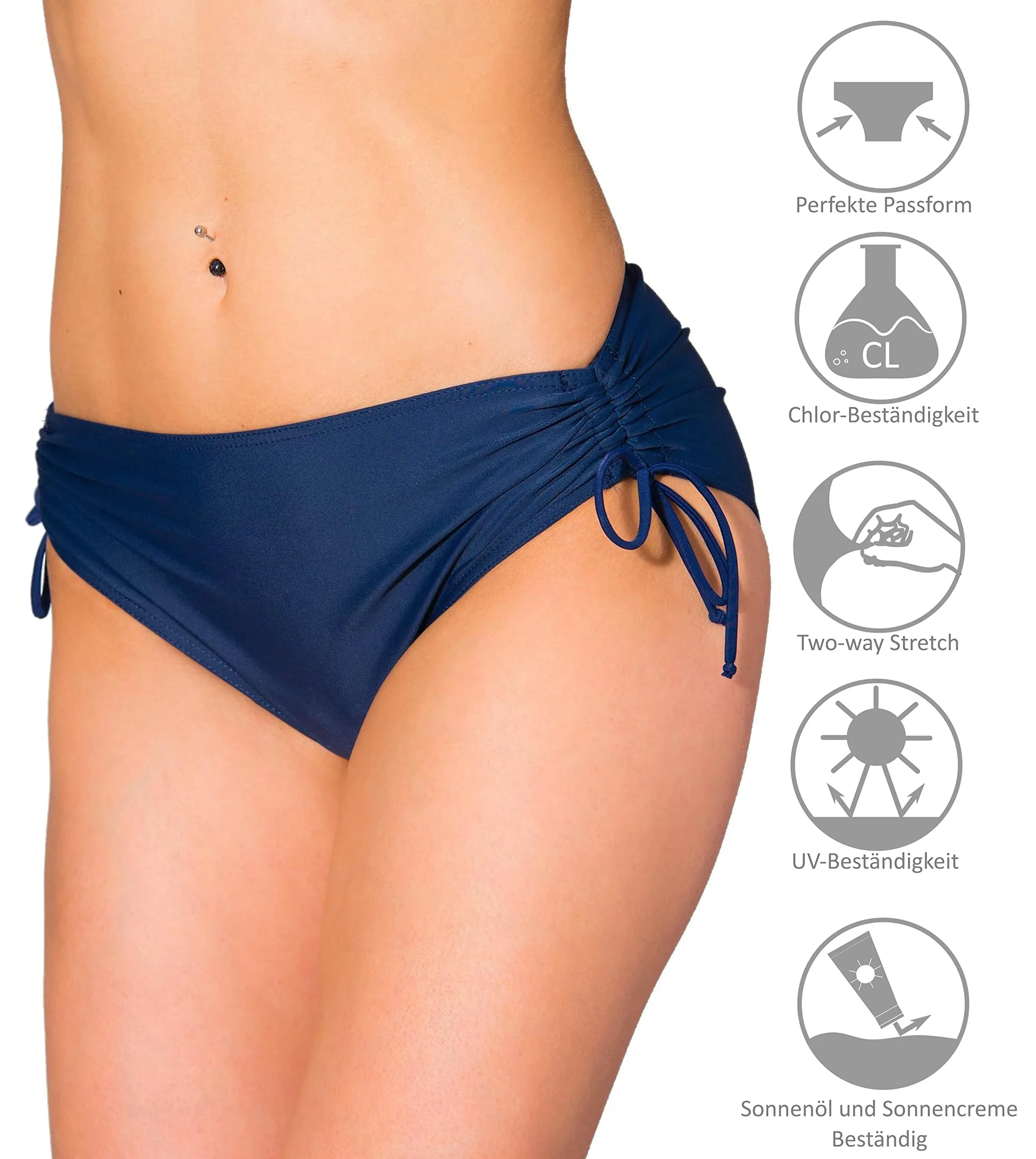 Aquarti Slip Costume Donna con Laccetti, Blu Scuro, 46 - immagine 4