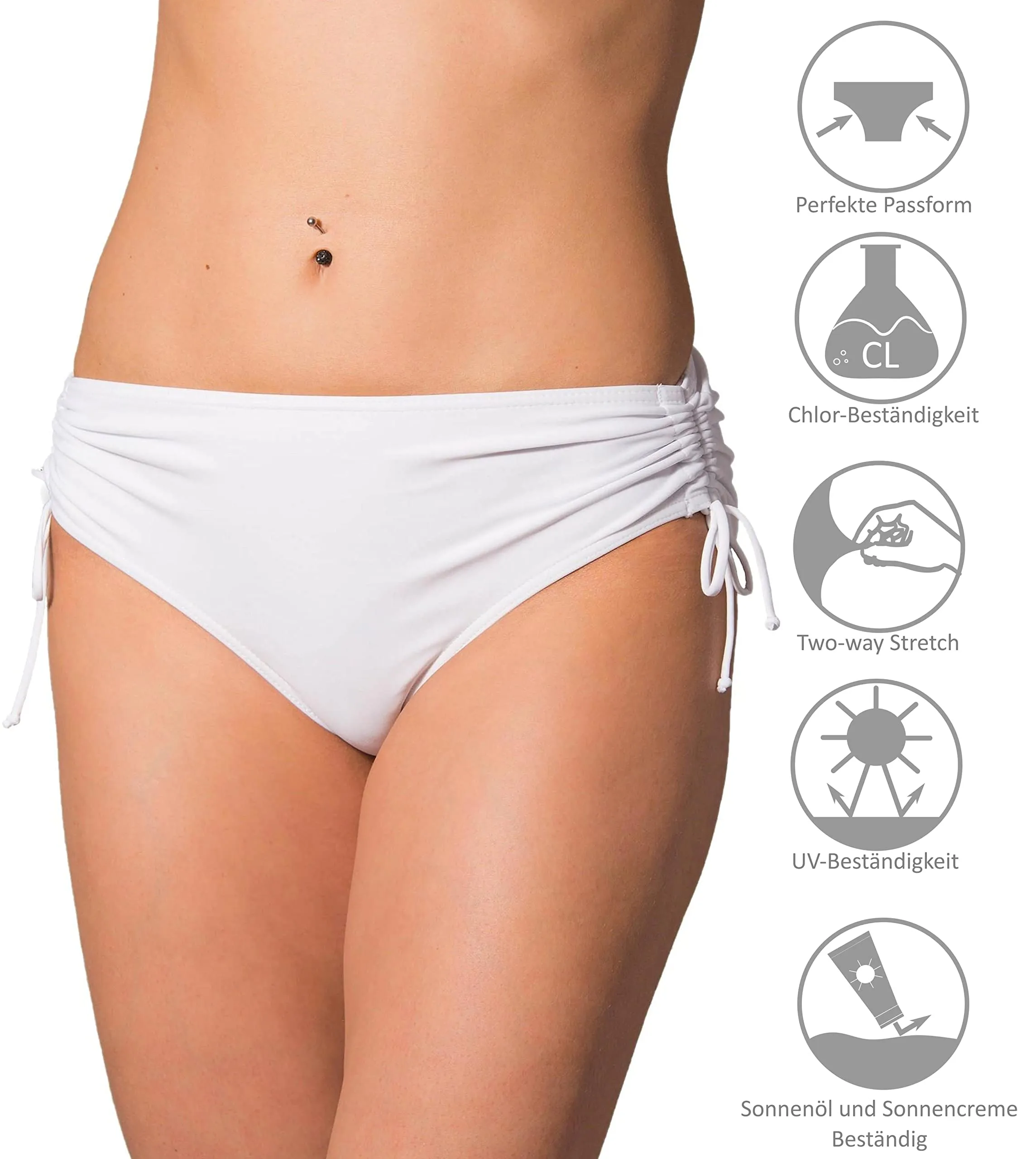 Aquarti Slip Costume Donna con Laccetti, Bianco, 52 - immagine 4