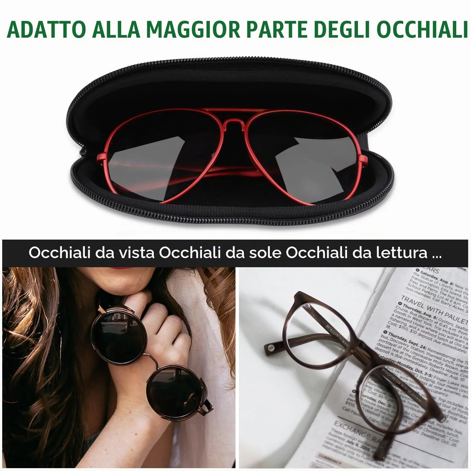 MoKo Custodia per Occhiali da Sole in Neoprene con Clip da Cintura, Cactus - immagine 3