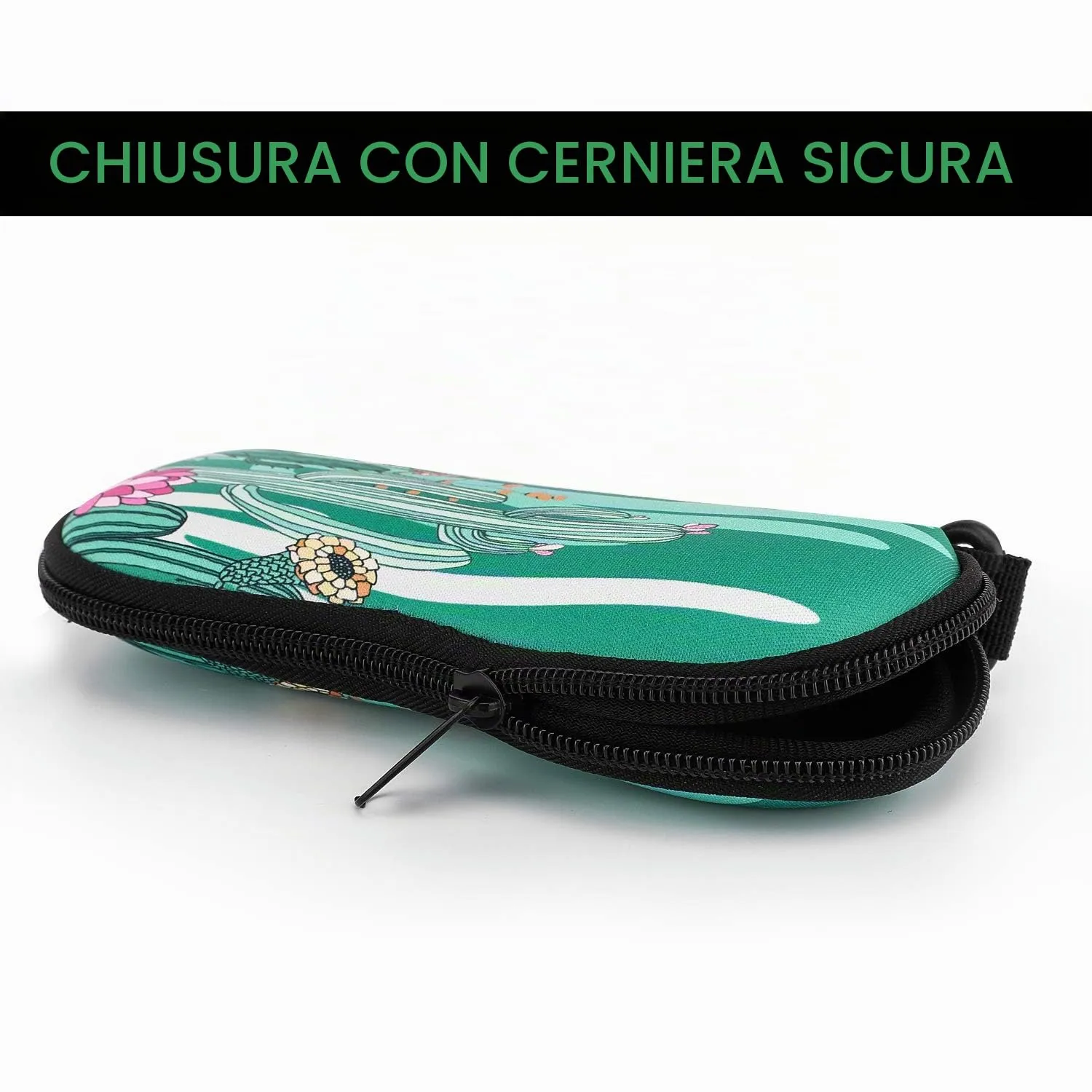 MoKo Custodia per Occhiali da Sole in Neoprene con Clip da Cintura, Cactus - immagine 5