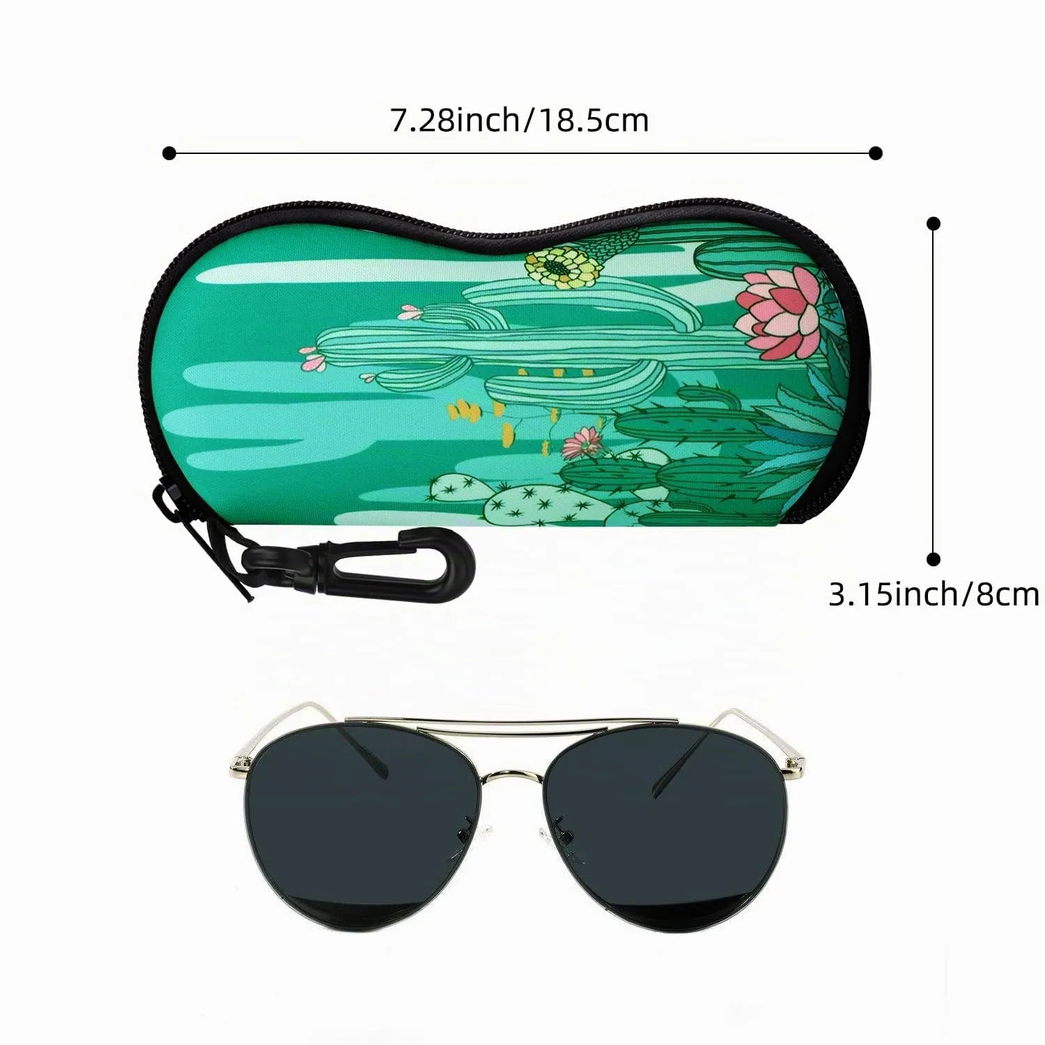 MoKo Custodia per Occhiali da Sole in Neoprene con Clip da Cintura, Cactus - immagine 7