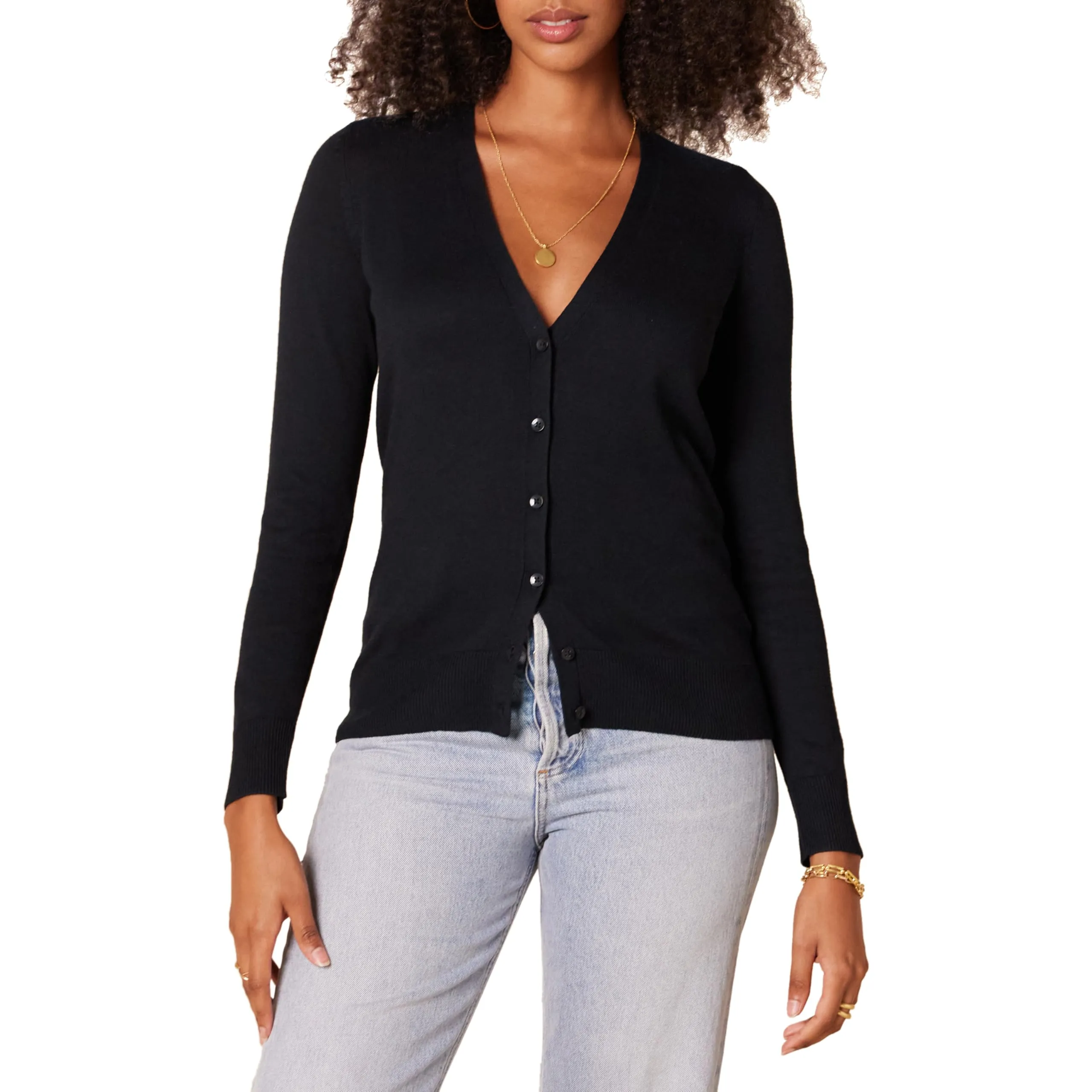 Amazon Essentials Felpa Cardigan Leggera Donna, Nero, 6XL Plus - immagine 1