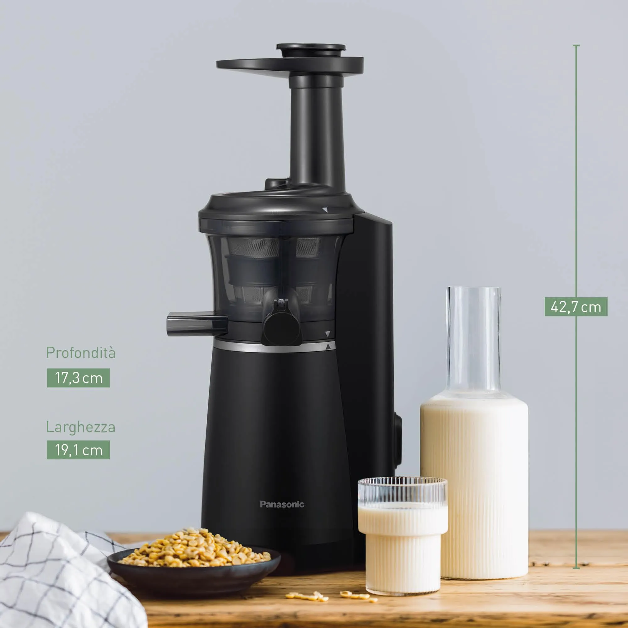 Panasonic Slow Juicer MJ-L501KXE, 150 W, Acciaio Inox e Plastica, Nero - immagine 9