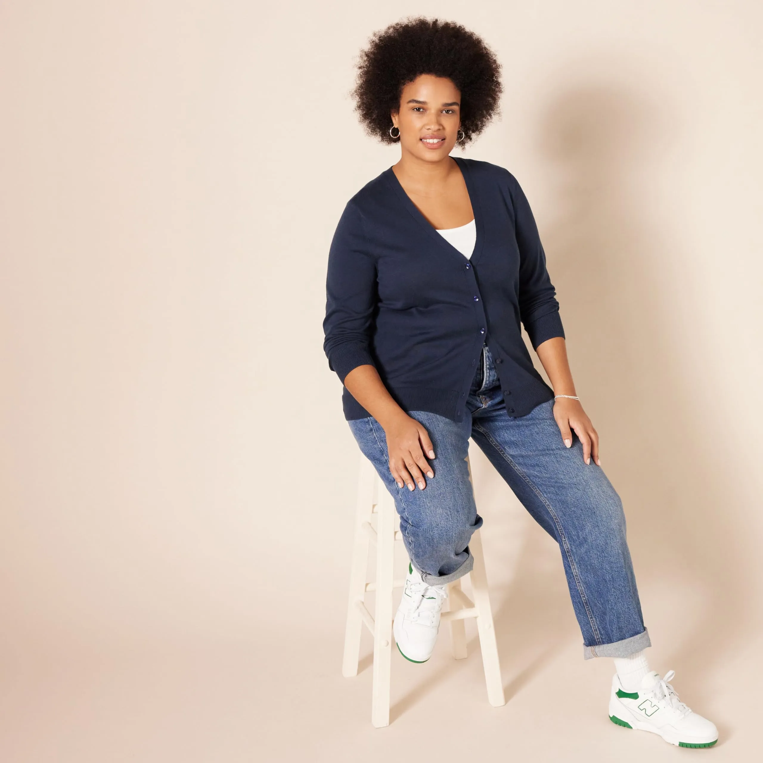 Amazon Essentials Felpa Cardigan Leggera Donna, Blu Marino, XL Plus - immagine 8