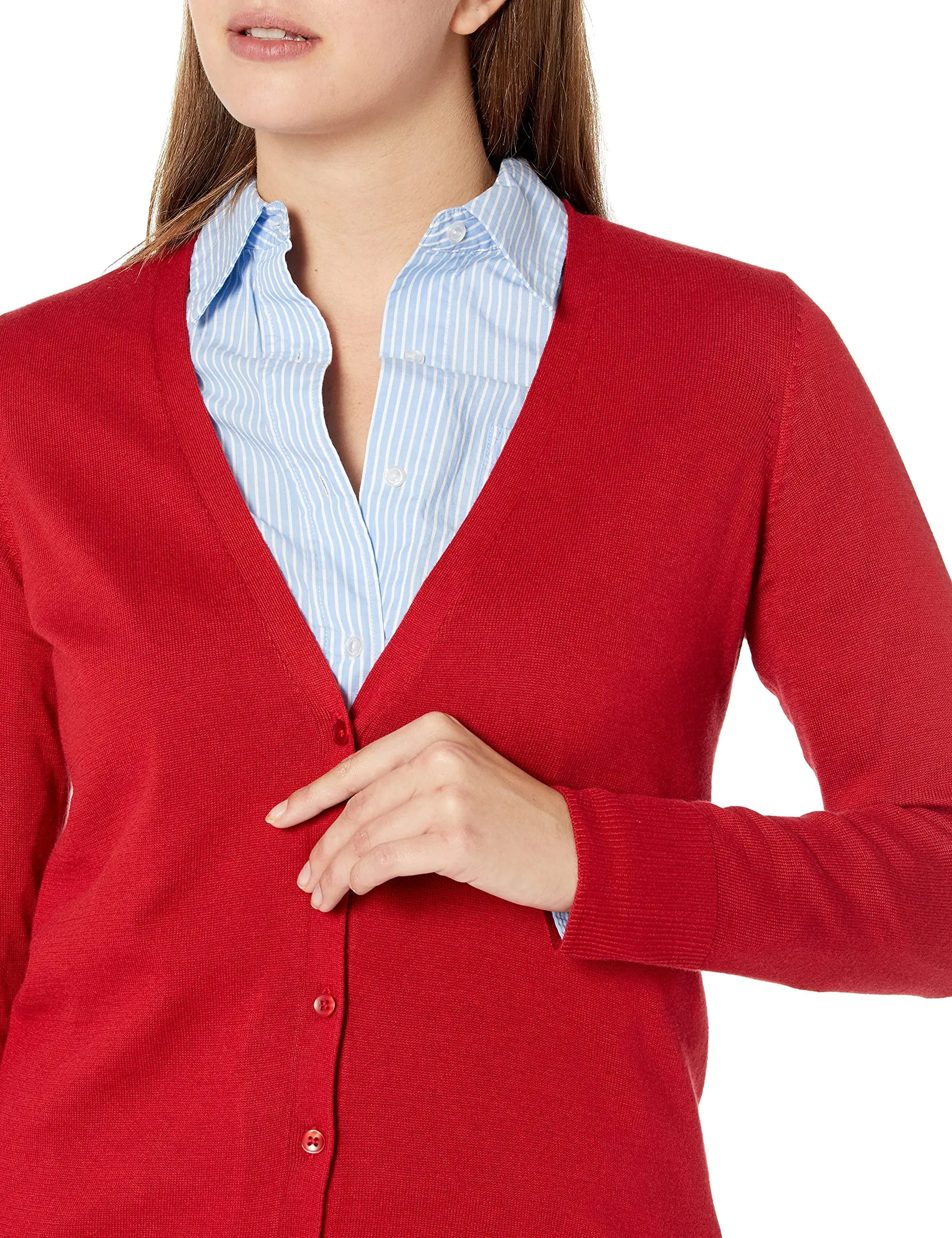 Amazon Essentials Felpa Cardigan Leggera Donna, Rosso, XXL Plus - immagine 5