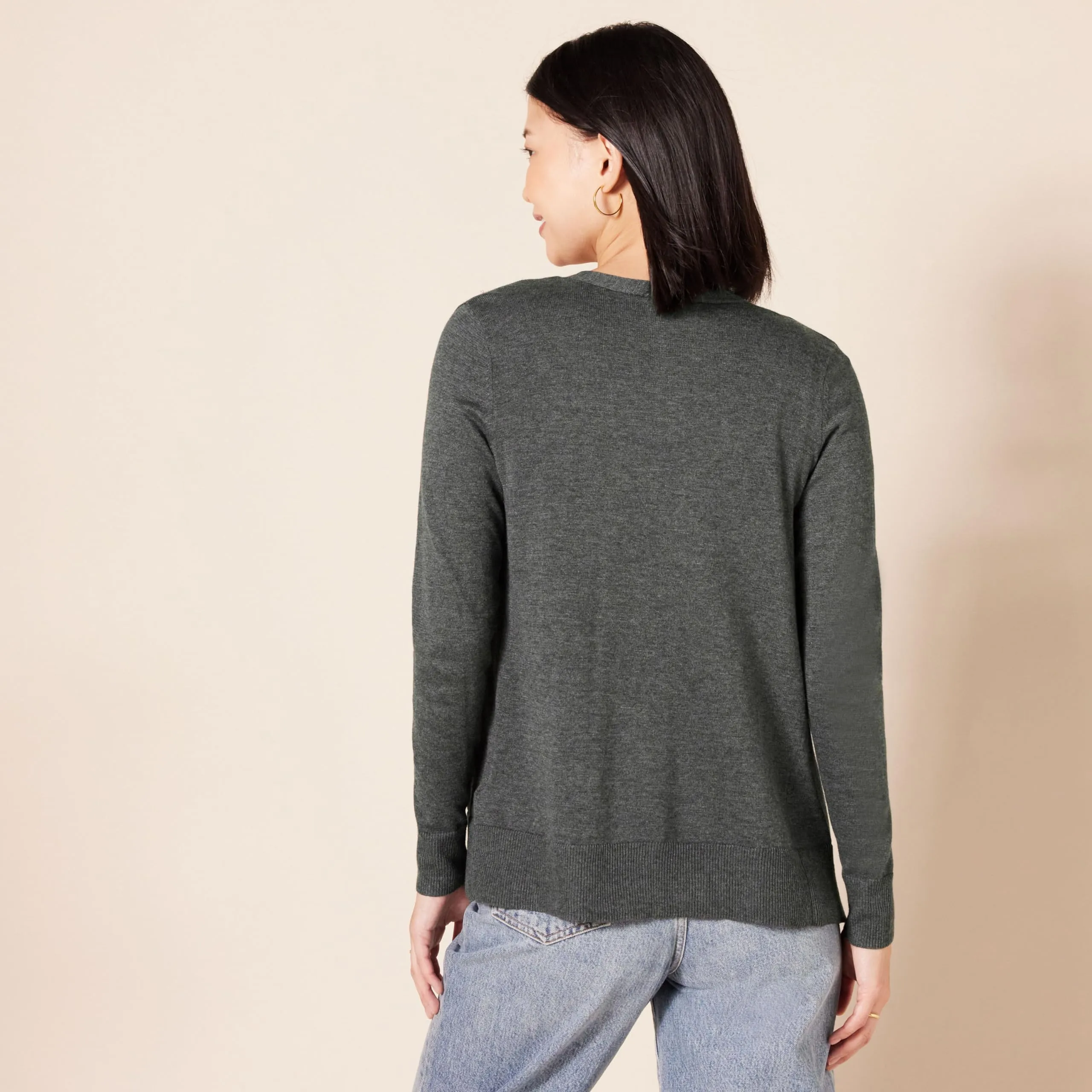 Amazon Essentials Felpa Cardigan Leggera Donna, Carbone Puntinato, XL Plus - immagine 3