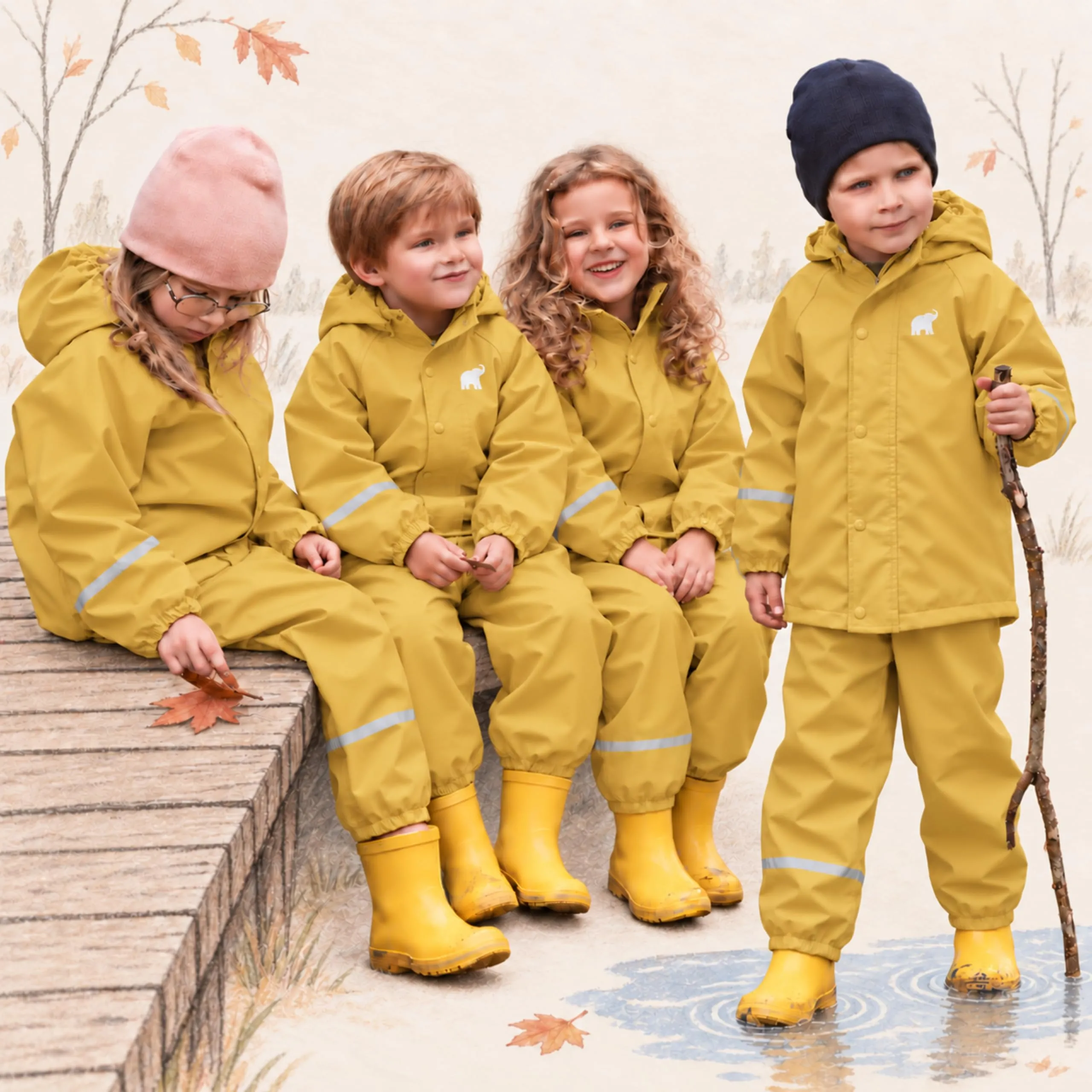 Celavi Bambina Two-Piece Rain Suit, Mineral Yellow 372, Size 90 - immagine 2