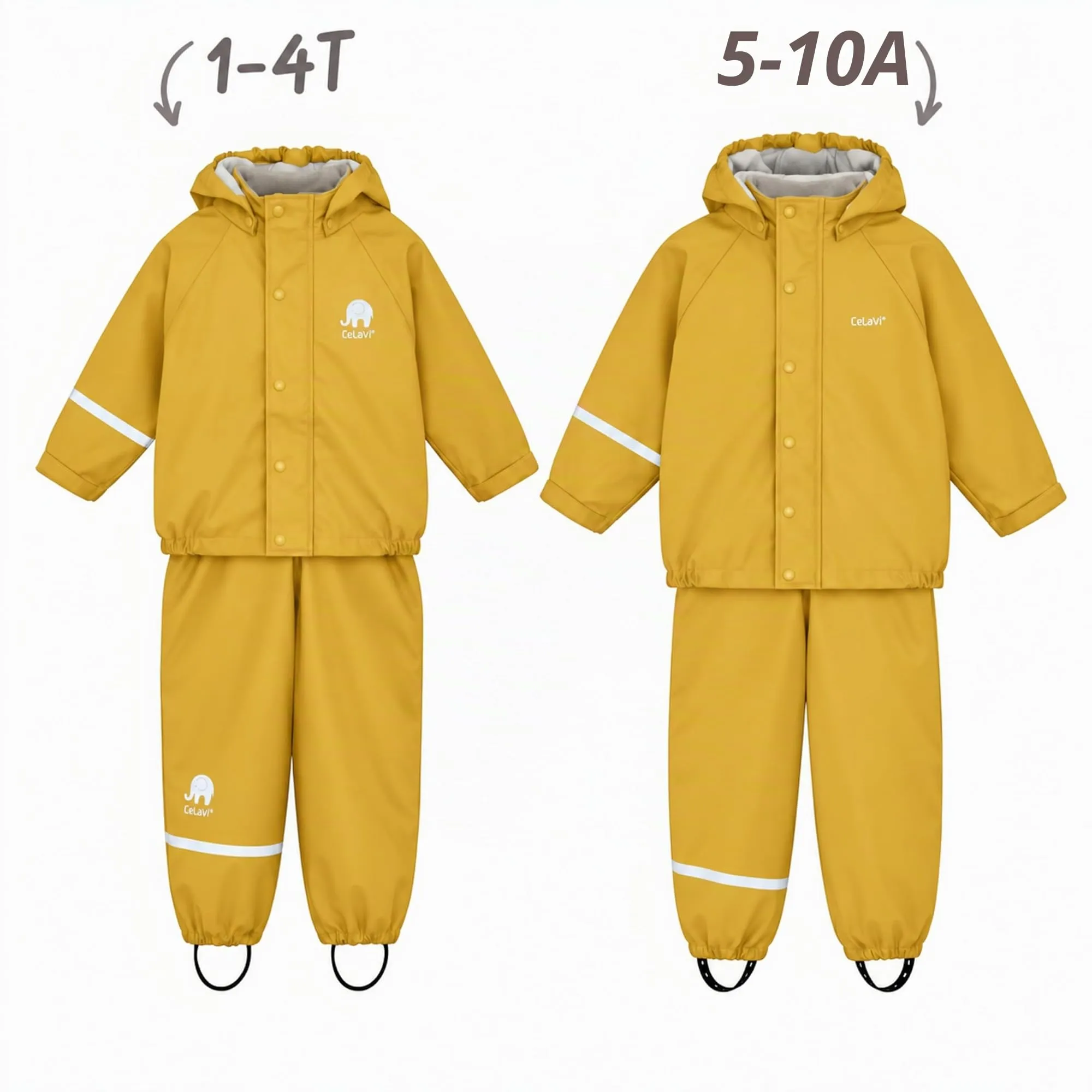 Celavi Bambina Two-Piece Rain Suit, Mineral Yellow 372, Size 90 - immagine 3