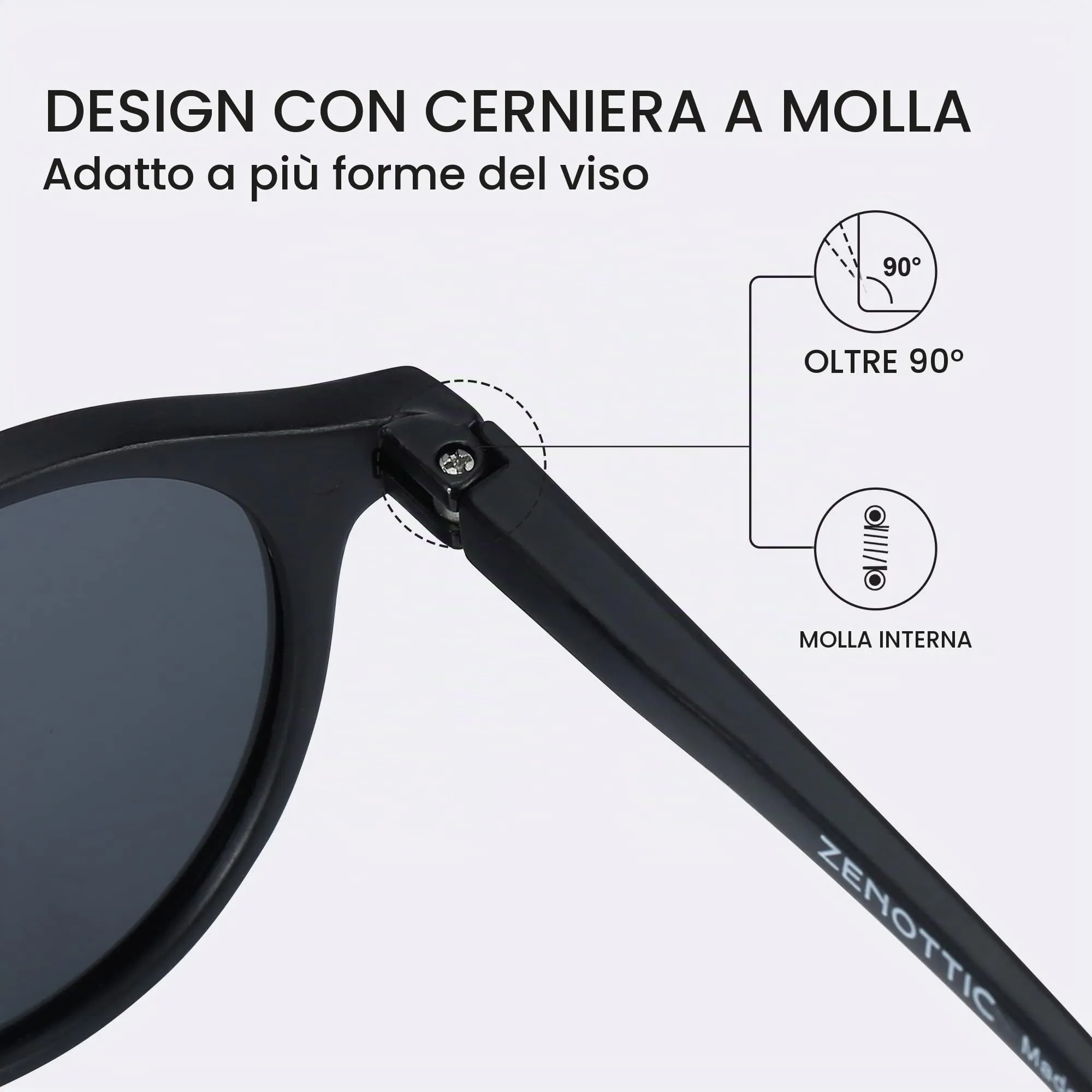 ZENOTTIC Occhiali da Sole Polarizzati Retrò Classici Rotondi UV400 (Matte Nero + Grigio) - immagine 5