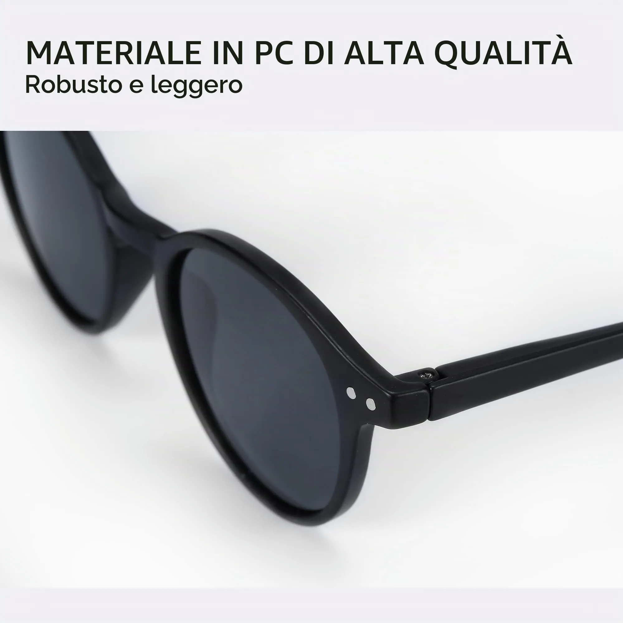 ZENOTTIC Occhiali da Sole Polarizzati Retrò Classici Rotondi UV400 (Matte Nero + Grigio) - immagine 6