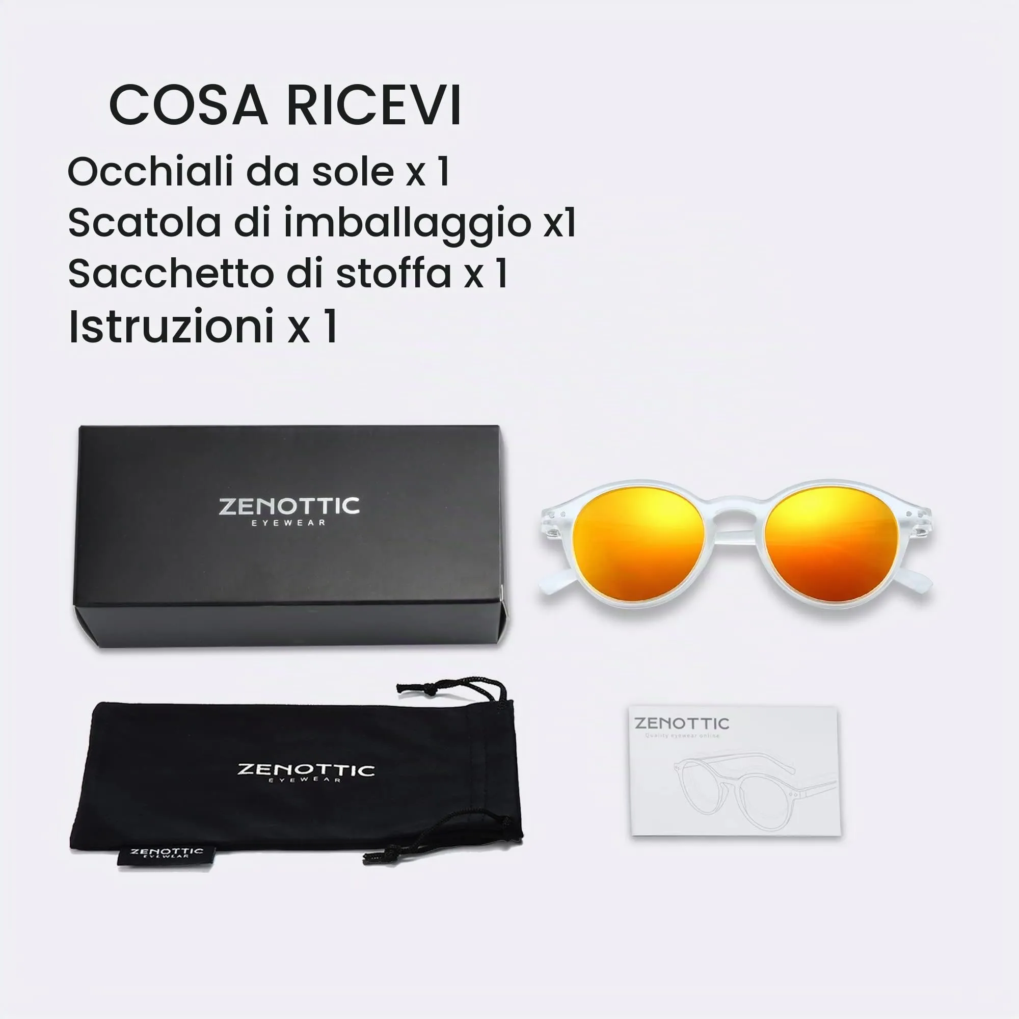 ZENOTTIC Occhiali da Sole Polarizzati Retrò Classici Rotondi UV400 Unisex (Cristallo Matte + Rosso Riflettente) - immagine 6