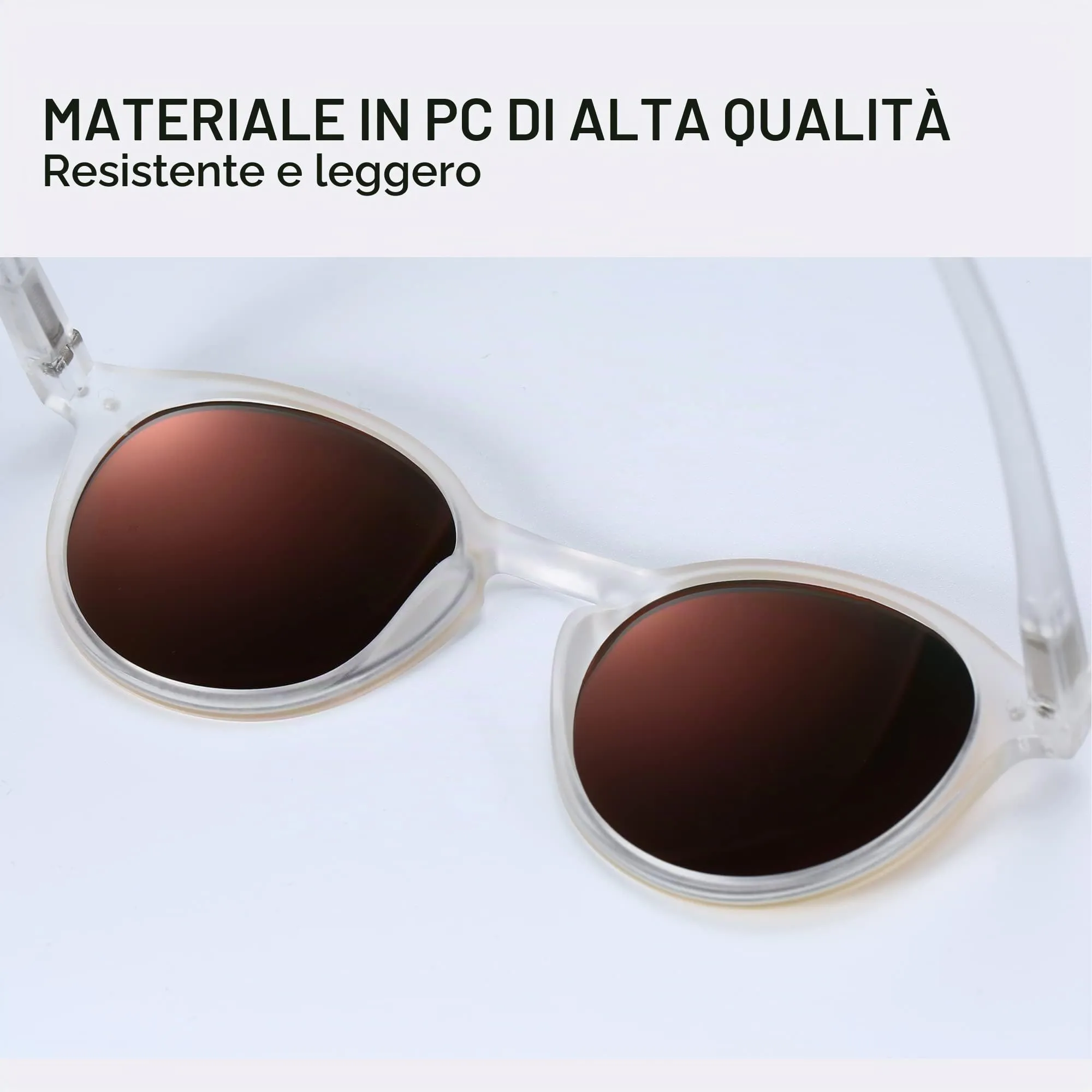 ZENOTTIC Occhiali da Sole Polarizzati Retrò Classici Rotondi UV400 Unisex (Cristallo Matte + Rosso Riflettente) - immagine 8