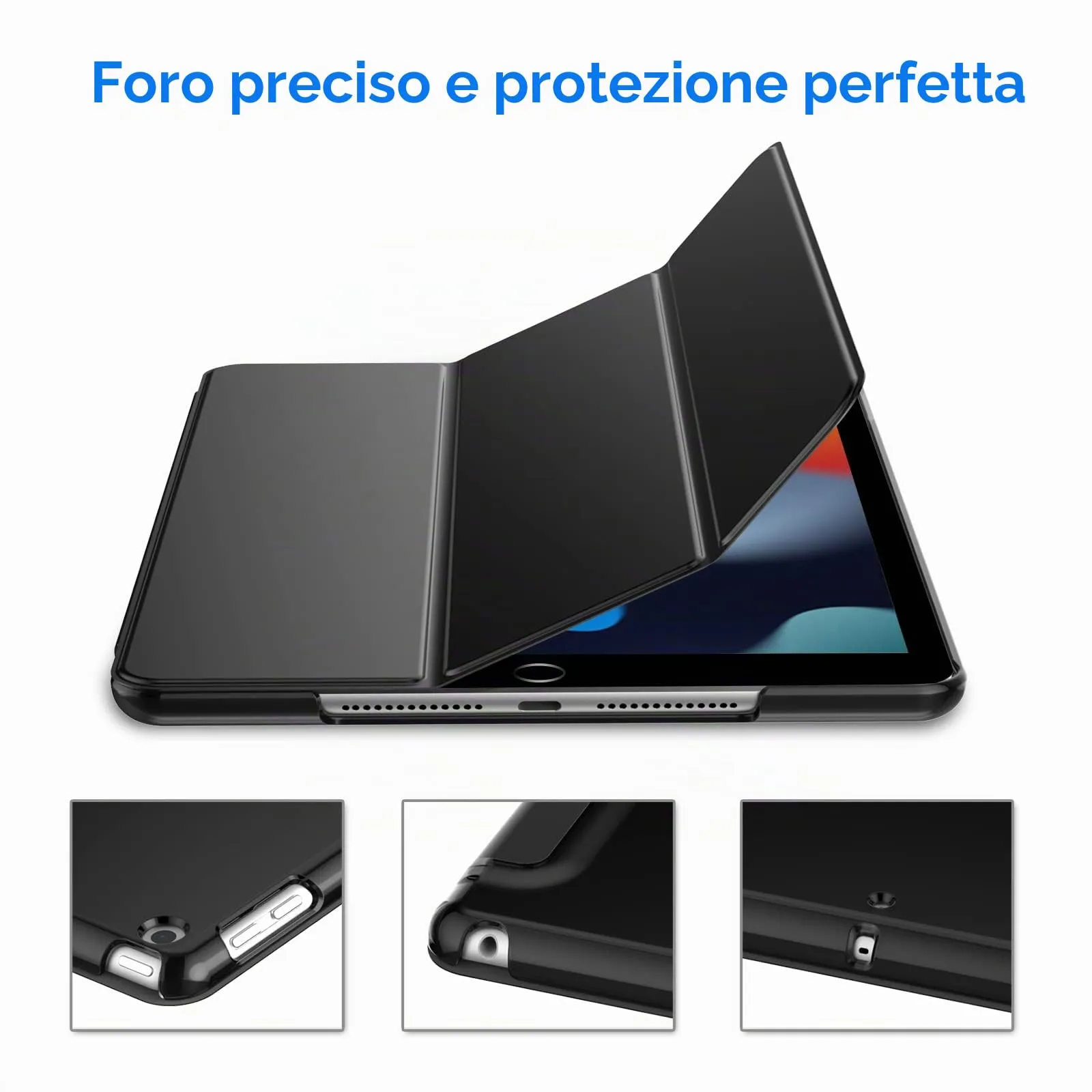 JETech Custodia per iPad 9ª/8ª/7ª Gen 10,2", Nero - immagine 3
