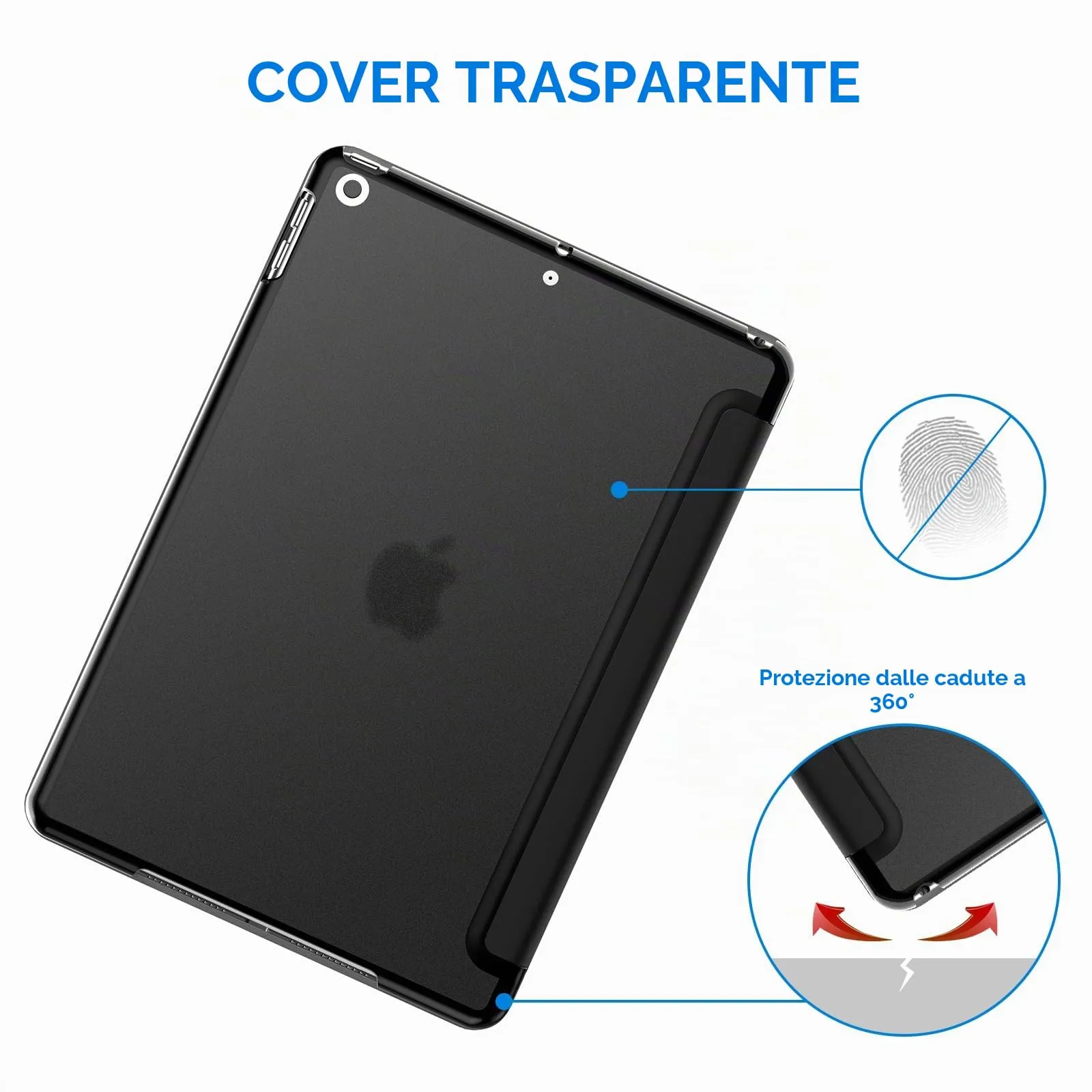 JETech Custodia per iPad 9ª/8ª/7ª Gen 10,2", Nero - immagine 4