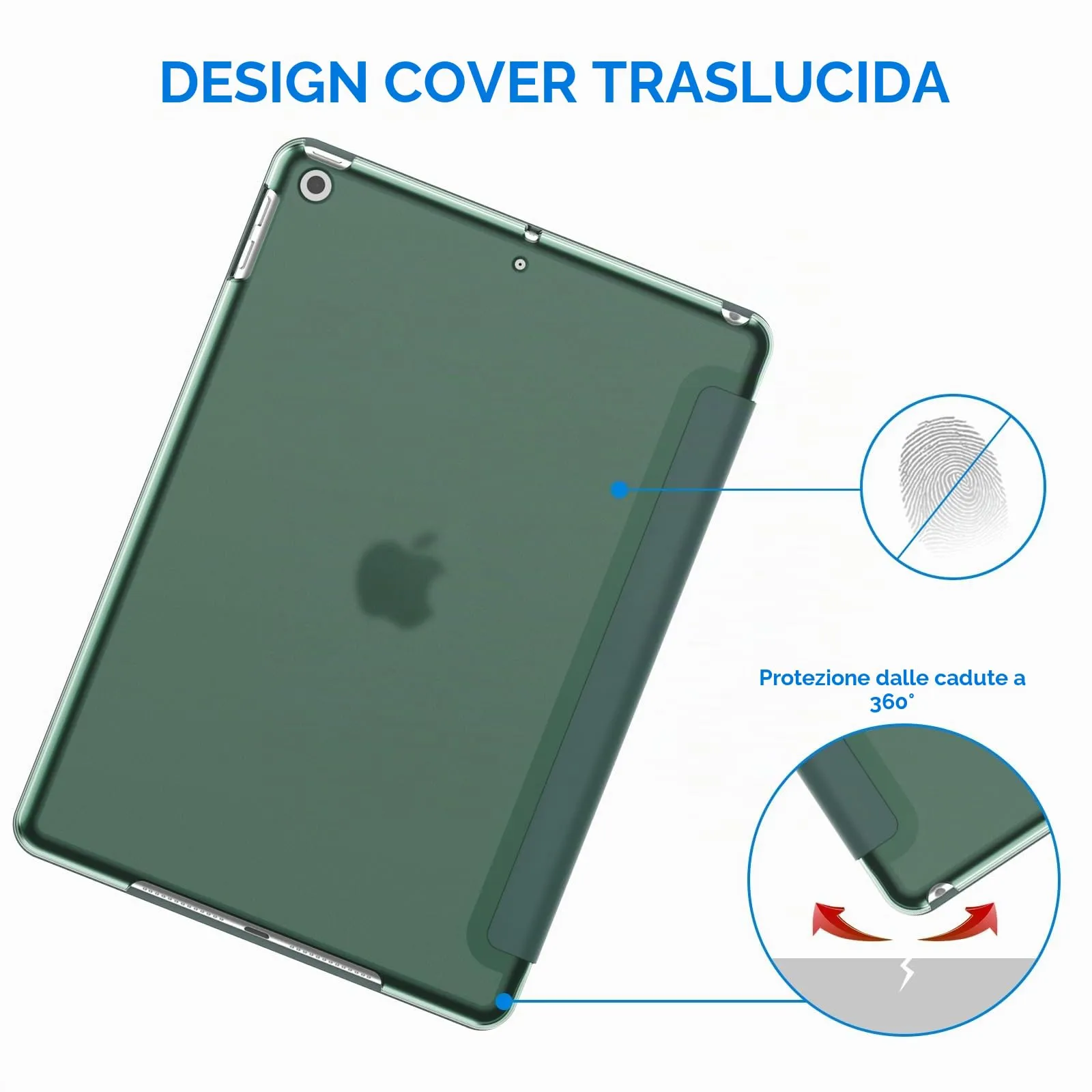 JETech Custodia per iPad 9ª/8ª/7ª Gen 10,2", Verde Nebbioso - immagine 4
