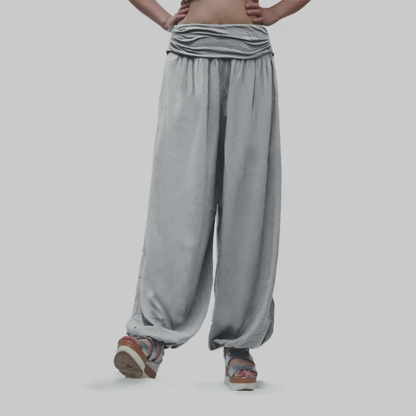 GLAMEXX24 Pantaloni Harem Donna Larga Casual per Yoga, Jogging, Danza e Pilates con Tasche - immagine 2