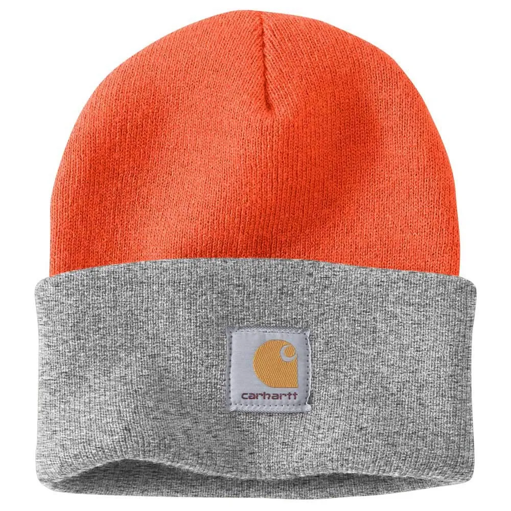 Carhartt Berretto a Maglia con Risvolto Uomo, Arancione Brillante/Grigio H., Taglia unica - immagine 1