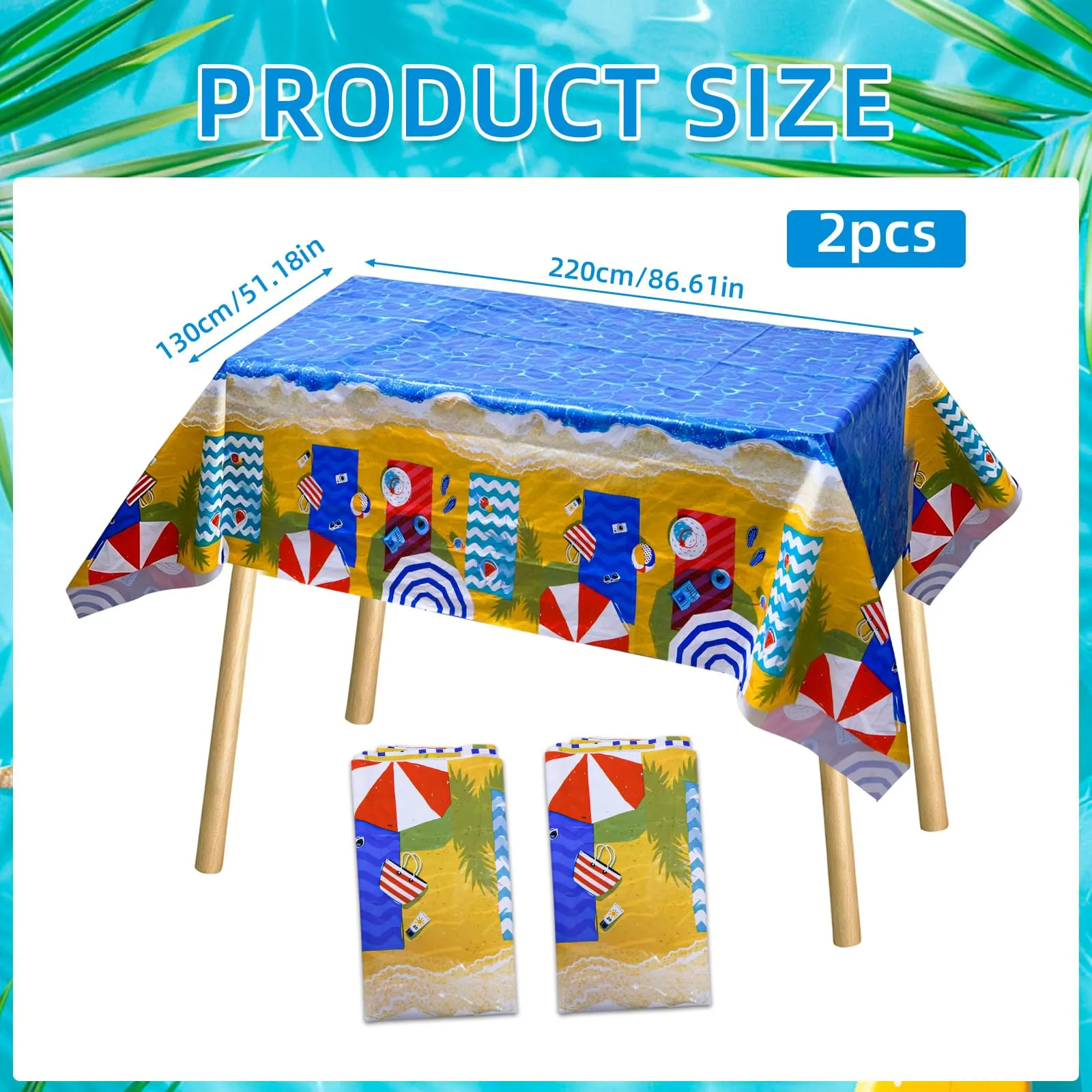 MIANRUII Tovaglie Estive a Tema Spiaggia, 274 x 130 cm, Set da 2 Pezzi - immagine 2