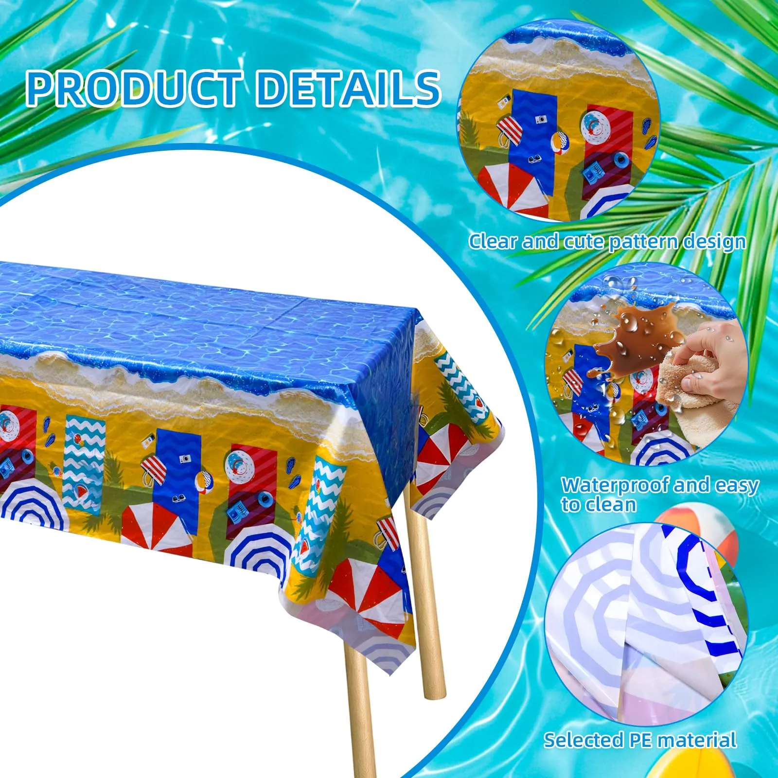 MIANRUII Tovaglie Estive a Tema Spiaggia, 274 x 130 cm, Set da 2 Pezzi - immagine 3