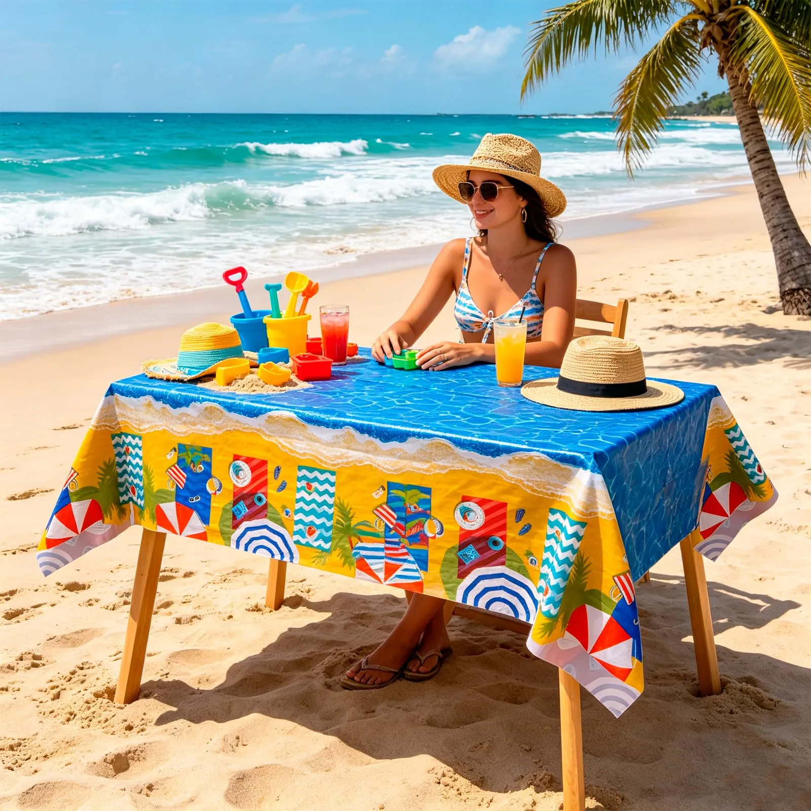 MIANRUII Tovaglie Estive a Tema Spiaggia, 274 x 130 cm, Set da 2 Pezzi - immagine 7