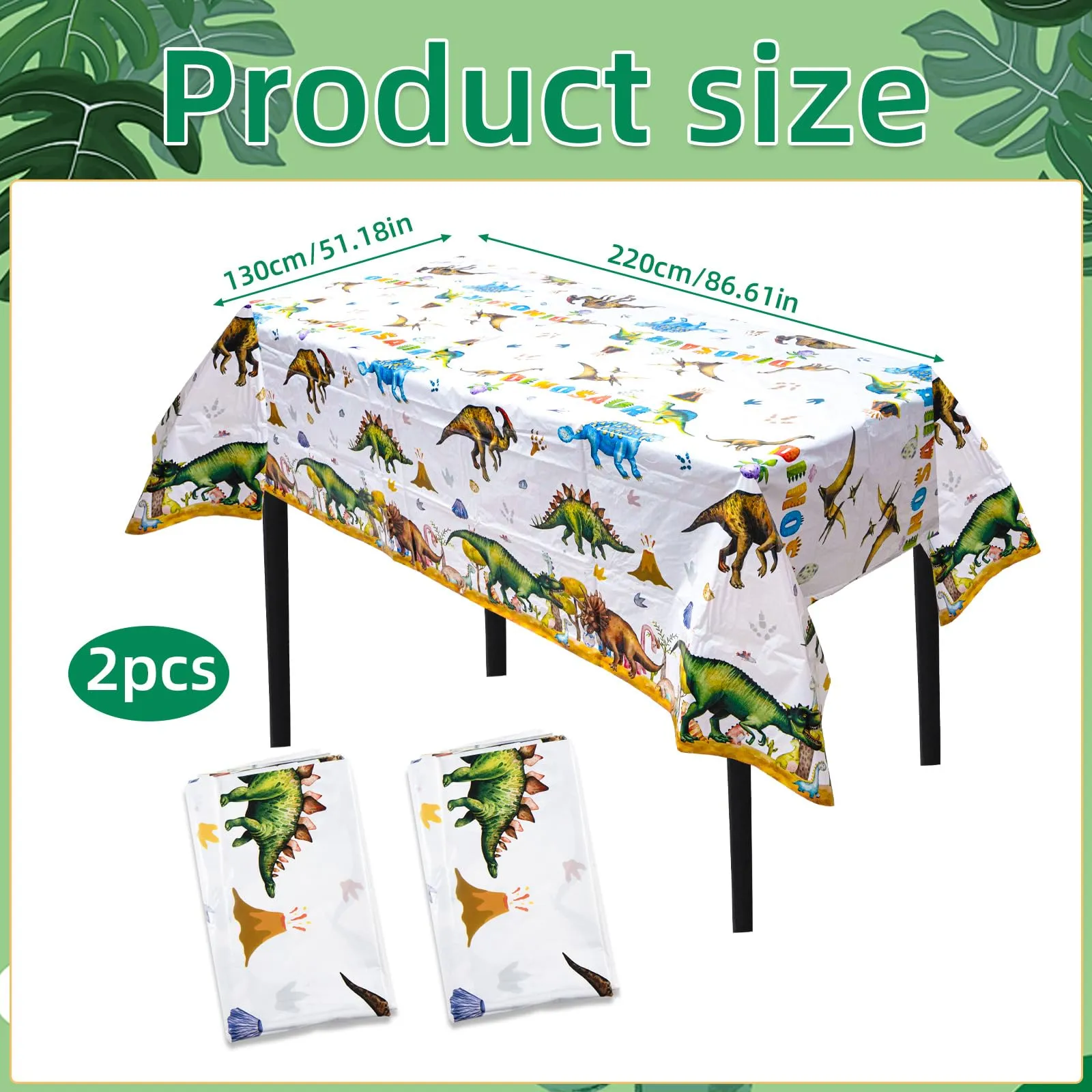 MIANRUII Set di 2 tovaglie a tema dinosauro, impermeabili, 220 x 130 cm, colore La Giungla - immagine 2