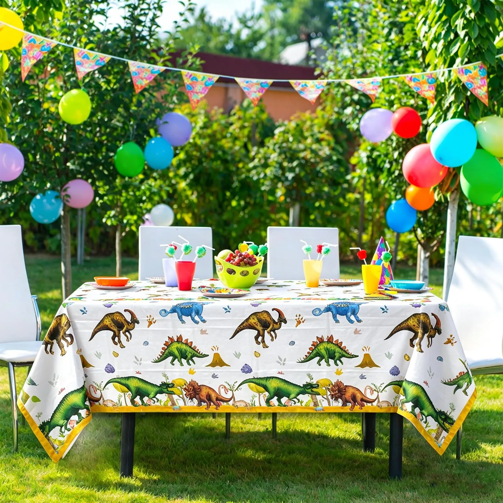 MIANRUII Set di 2 tovaglie a tema dinosauro, impermeabili, 220 x 130 cm, colore La Giungla - immagine 5