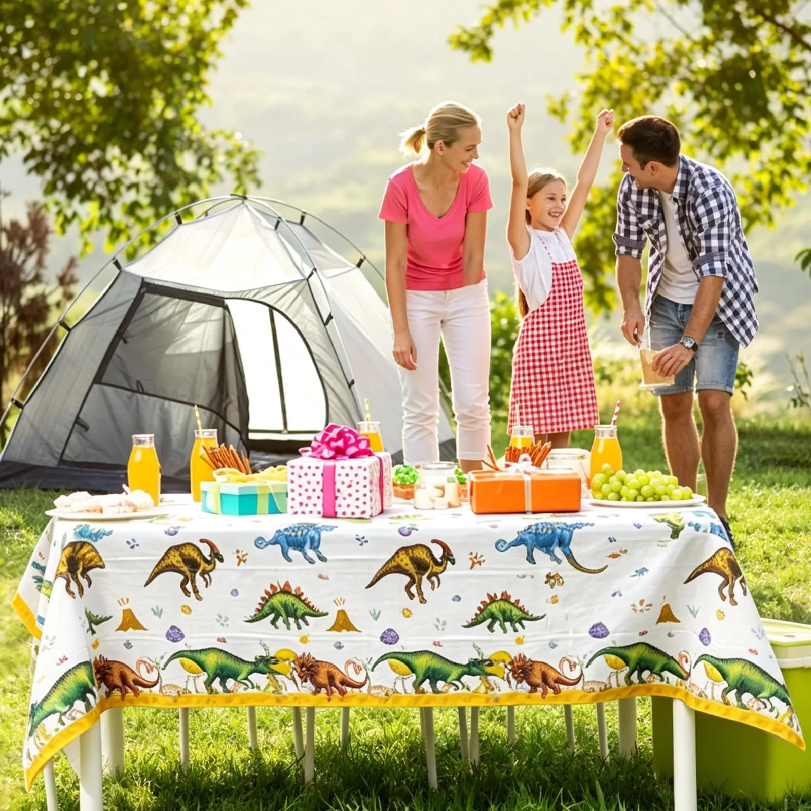 MIANRUII Set di 2 tovaglie a tema dinosauro, impermeabili, 220 x 130 cm, colore La Giungla - immagine 6