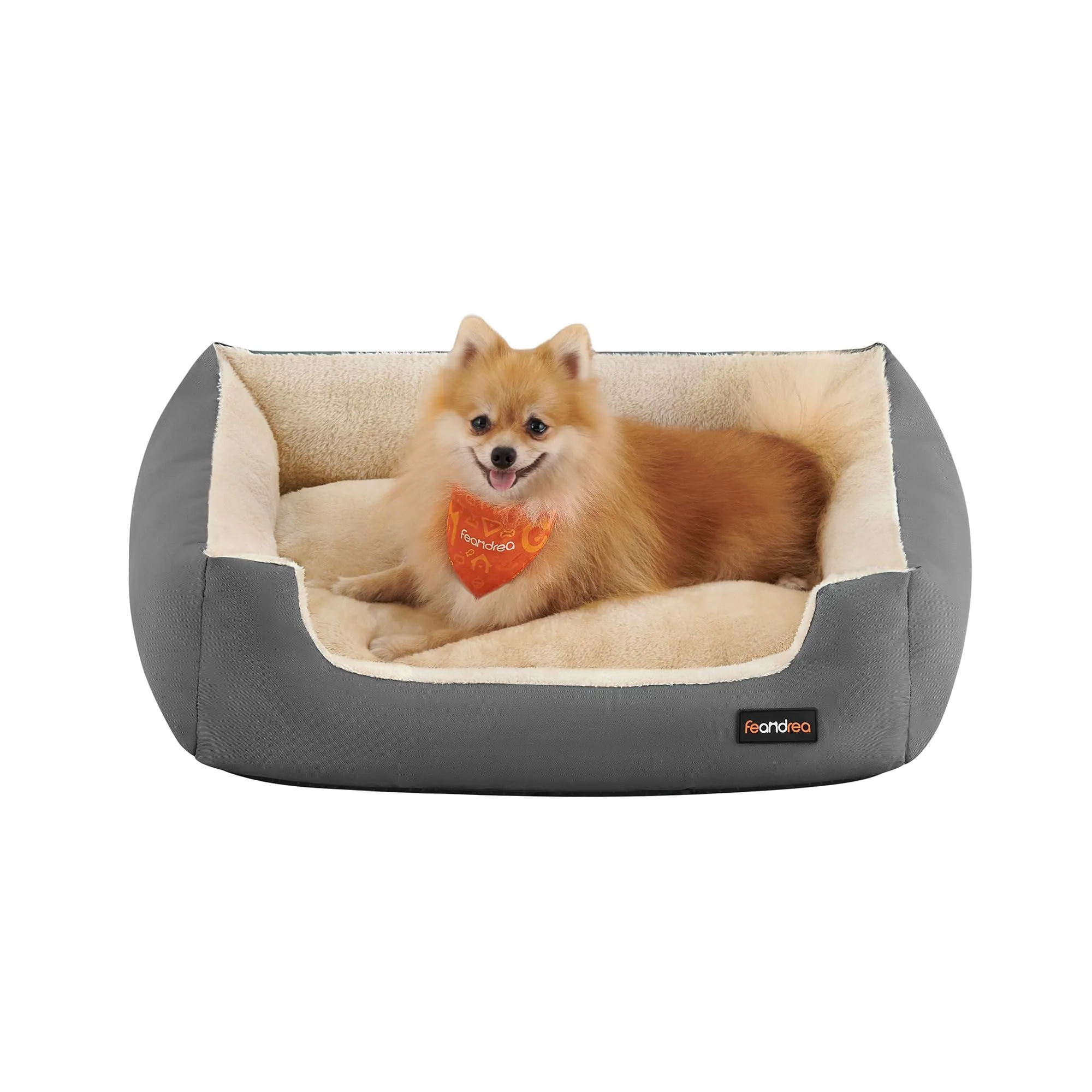 Feandrea Cuccia Cane Interno con Tappeto Rimovibile e Reversibile, 70 x 55 x 21 cm, Grigio Tortora + Beige Sabbia - immagine 1
