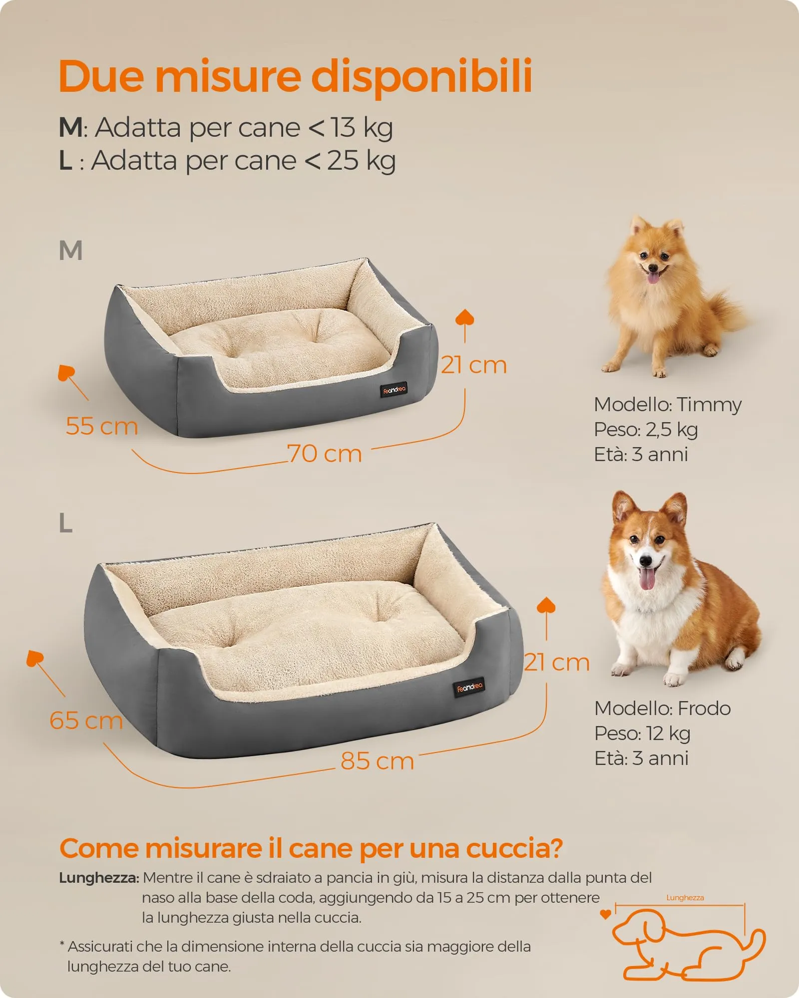 Feandrea Cuccia Cane Interno con Tappeto Rimovibile e Reversibile, 70 x 55 x 21 cm, Grigio Tortora + Beige Sabbia - immagine 7