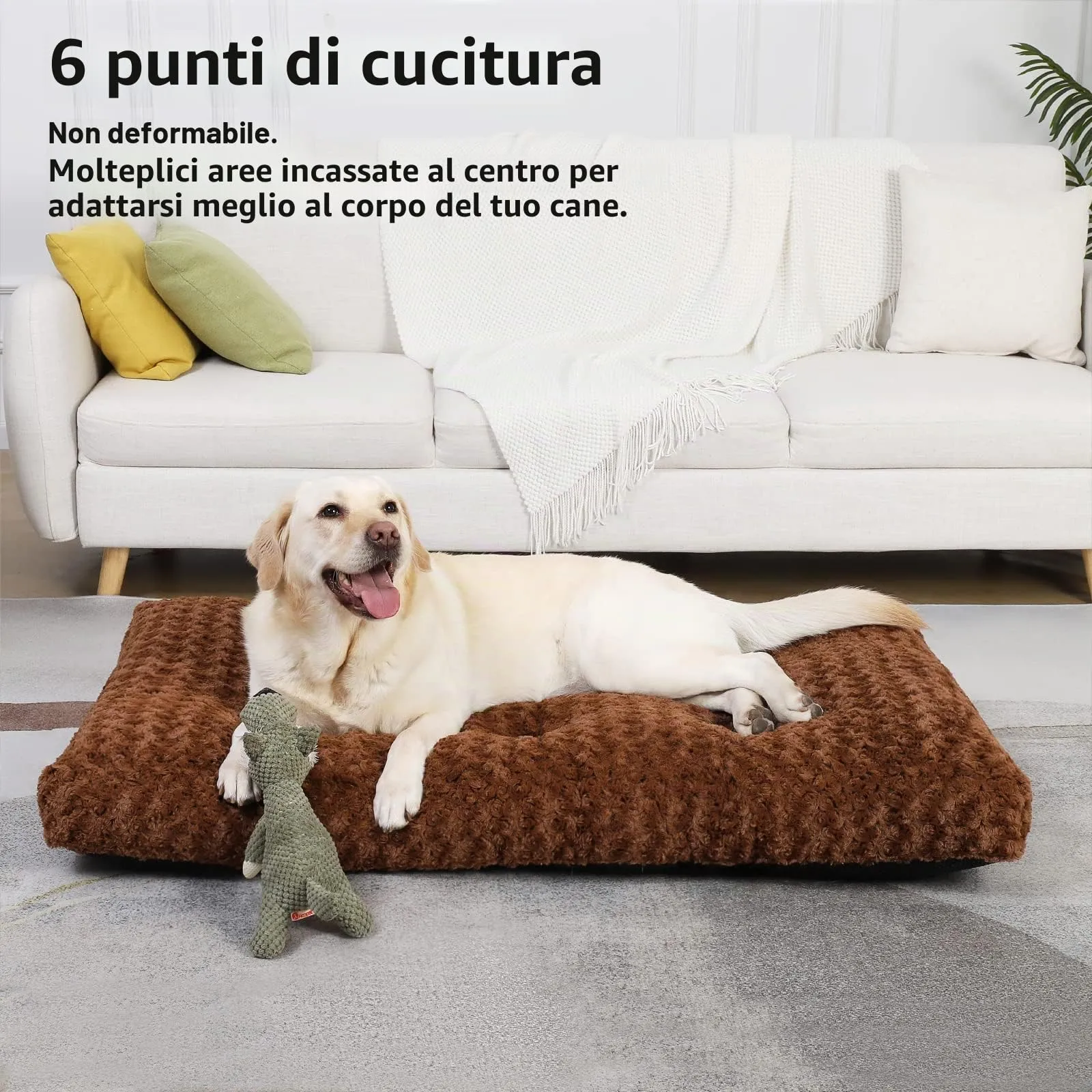 KSIIA Cuscino per Cani Taglia Grande e Media, 90x60cm, Base Antiscivolo, Lavabile in Lavatrice, Marrone - immagine 7