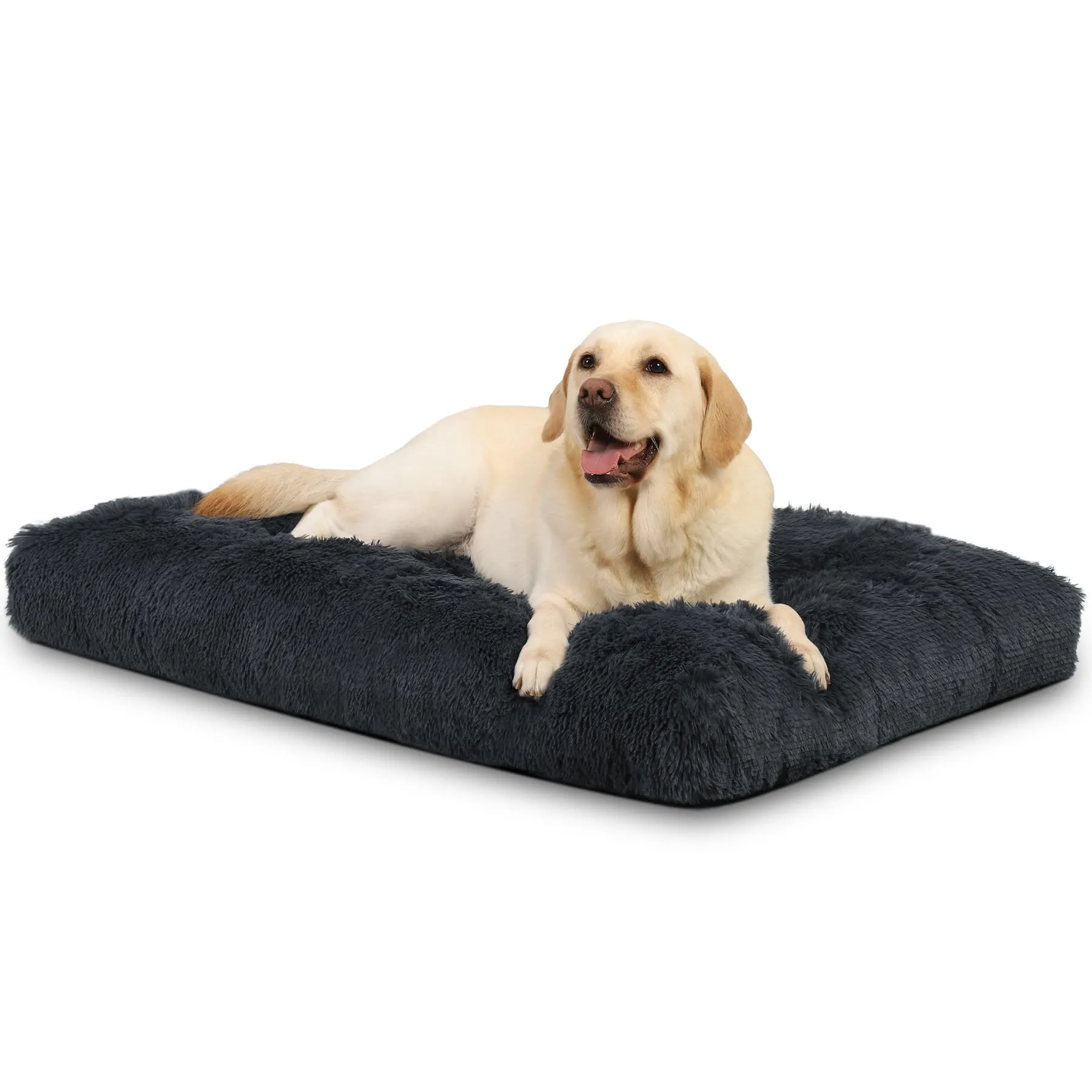 KSIIA Cuccia per Cani in Peluche Lavabile, 91 x 68 cm, Fondo Antiscivolo, Grigio Ombra - immagine 1