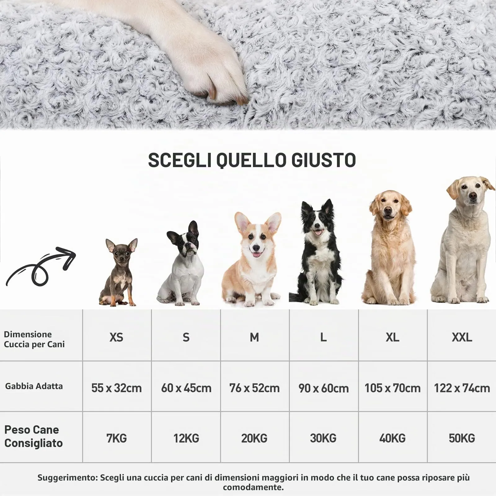 KSIIA Cuscino per Cani Taglia Grande e Media, 90x60cm, Base Antiscivolo, Lavabile in Lavatrice, Grigio - immagine 2