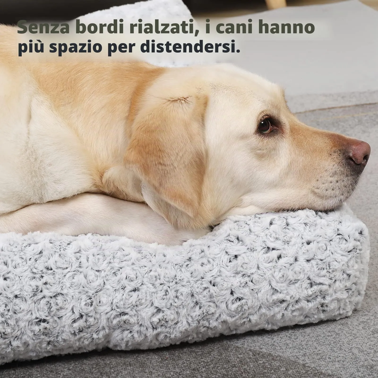 KSIIA Cuscino per Cani Taglia Grande e Media, 90x60cm, Base Antiscivolo, Lavabile in Lavatrice, Grigio - immagine 5