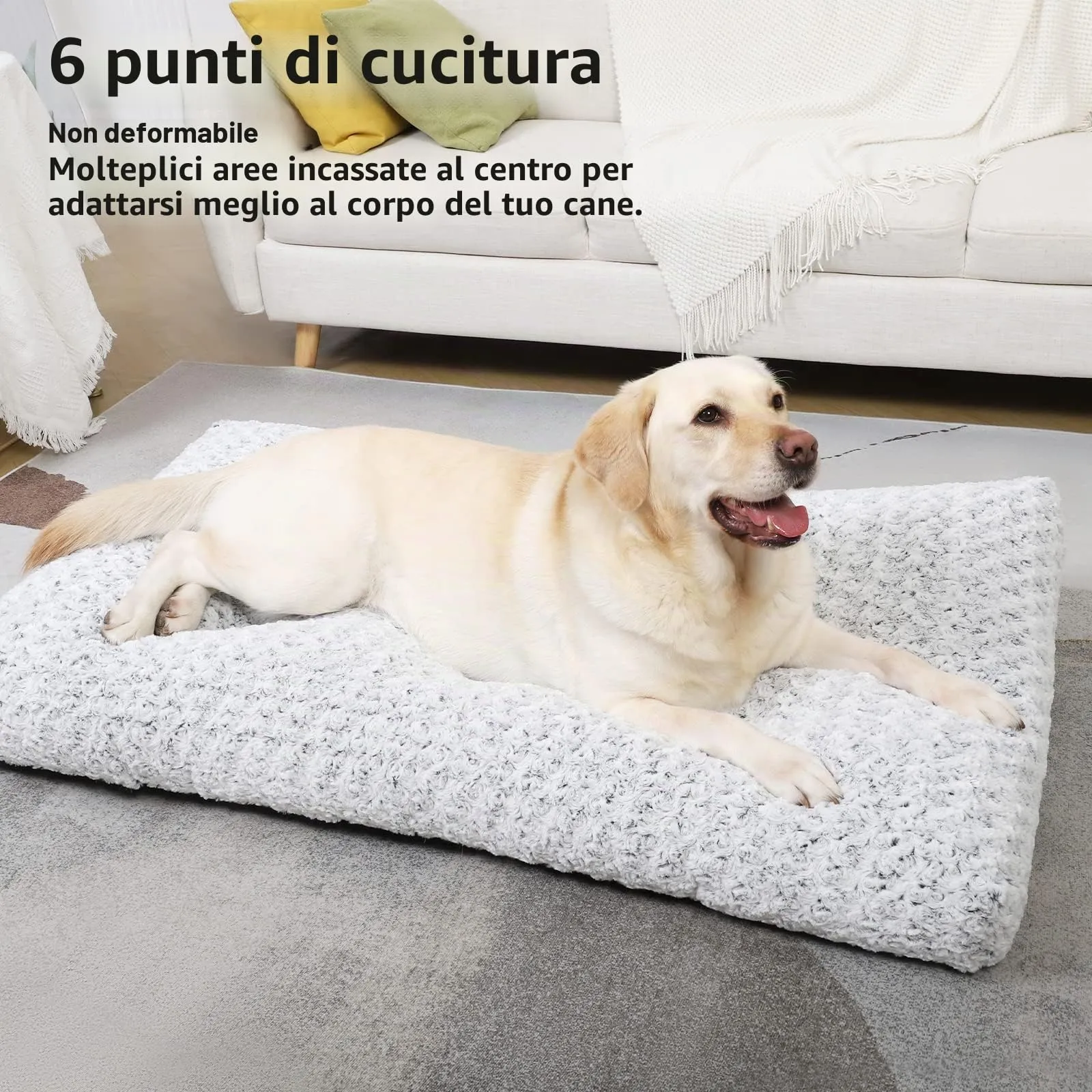 KSIIA Cuscino per Cani Taglia Grande e Media, 90x60cm, Base Antiscivolo, Lavabile in Lavatrice, Grigio - immagine 8