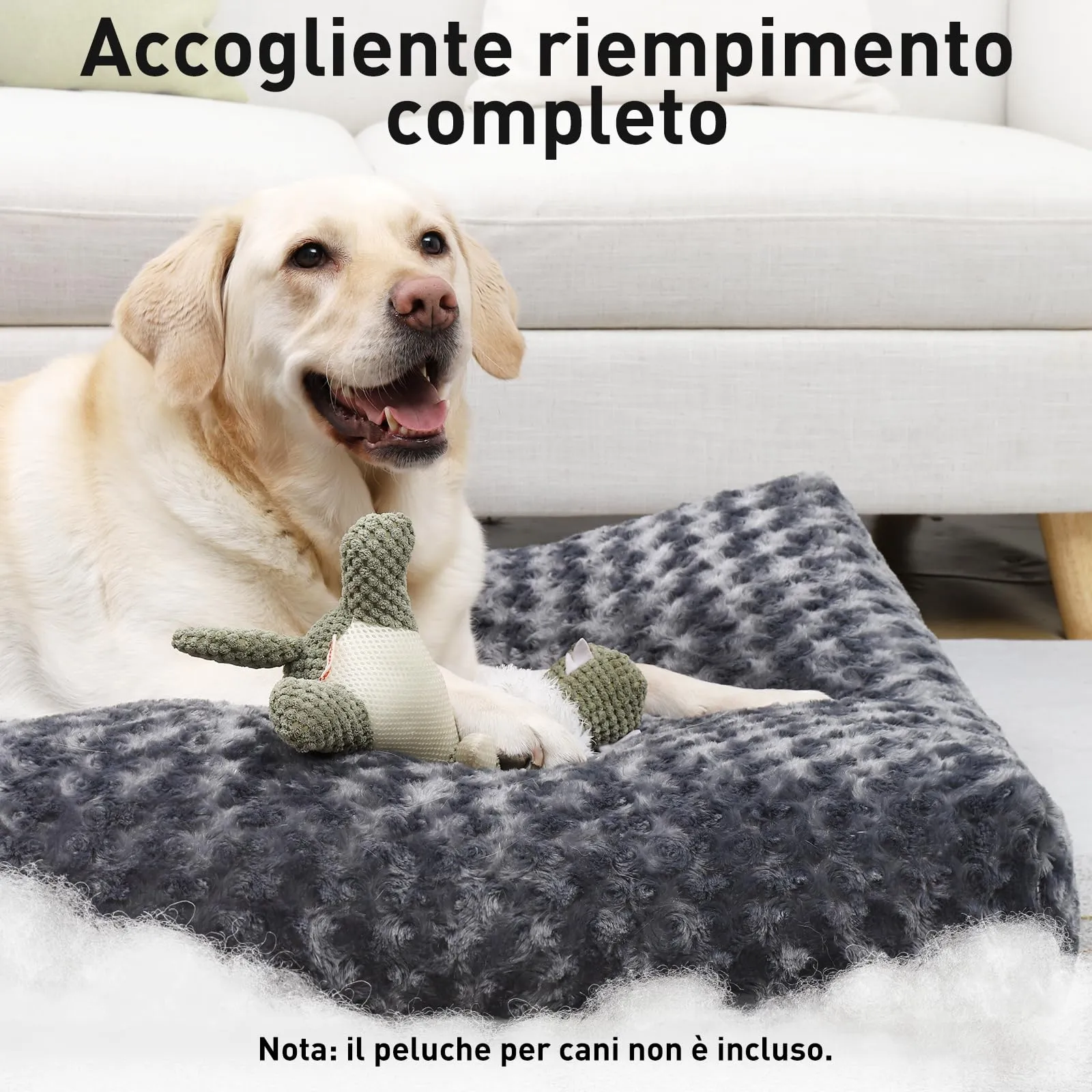 KSIIA Cuscino per Cani, 90x60cm, Base Antiscivolo, Lavabile in Lavatrice, Grigio scuro - immagine 2
