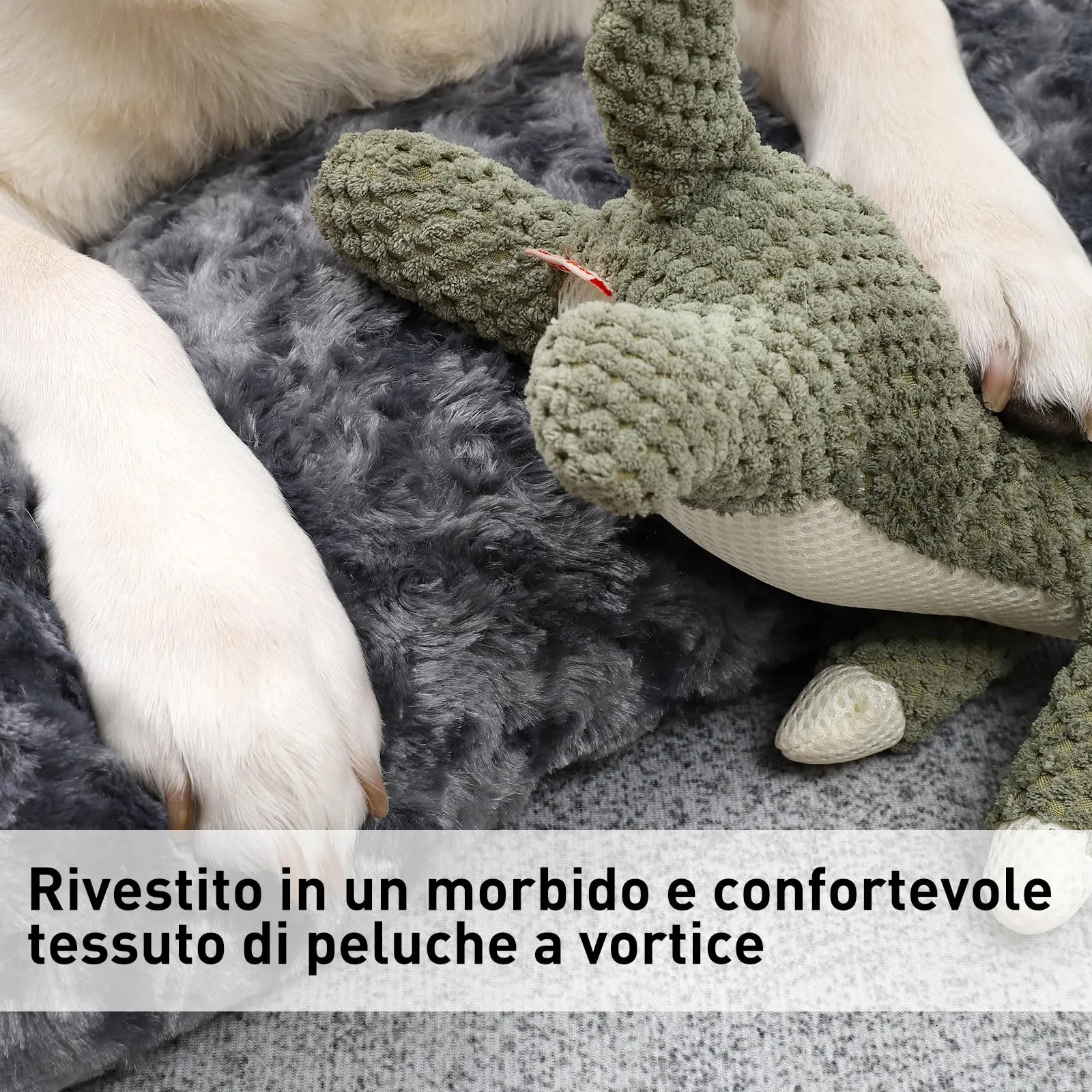 KSIIA Cuscino per Cani, 90x60cm, Base Antiscivolo, Lavabile in Lavatrice, Grigio scuro - immagine 3