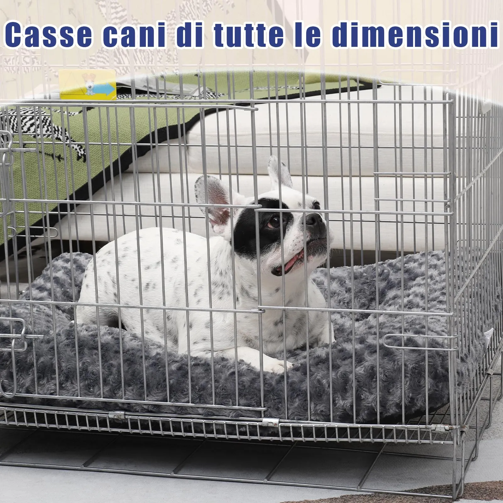 KSIIA Cuscino per Cani, 90x60cm, Base Antiscivolo, Lavabile in Lavatrice, Grigio scuro - immagine 6